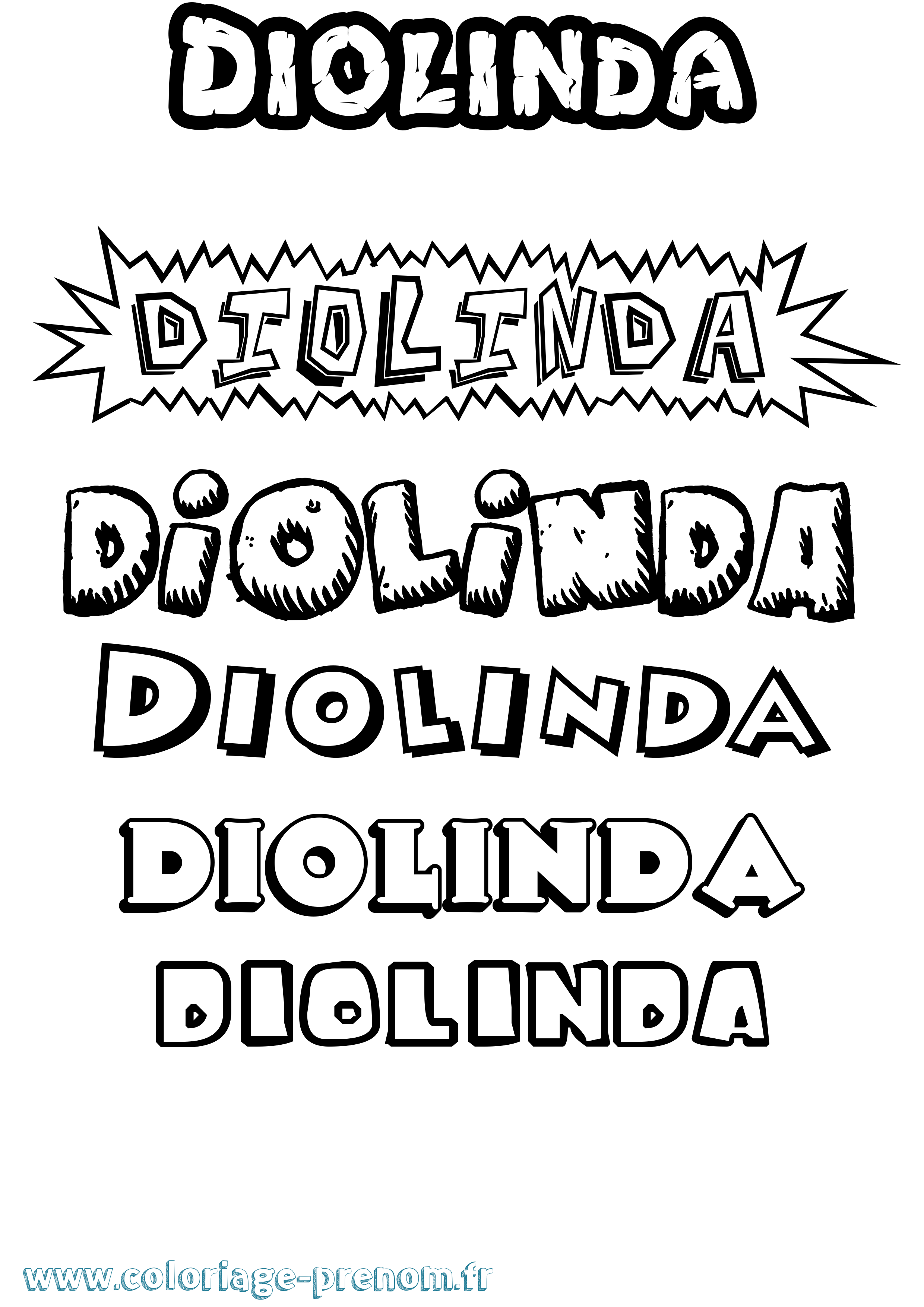 Coloriage Diolinda Dessin Animé Coloriage prénom Diolinda Dessin Animé
