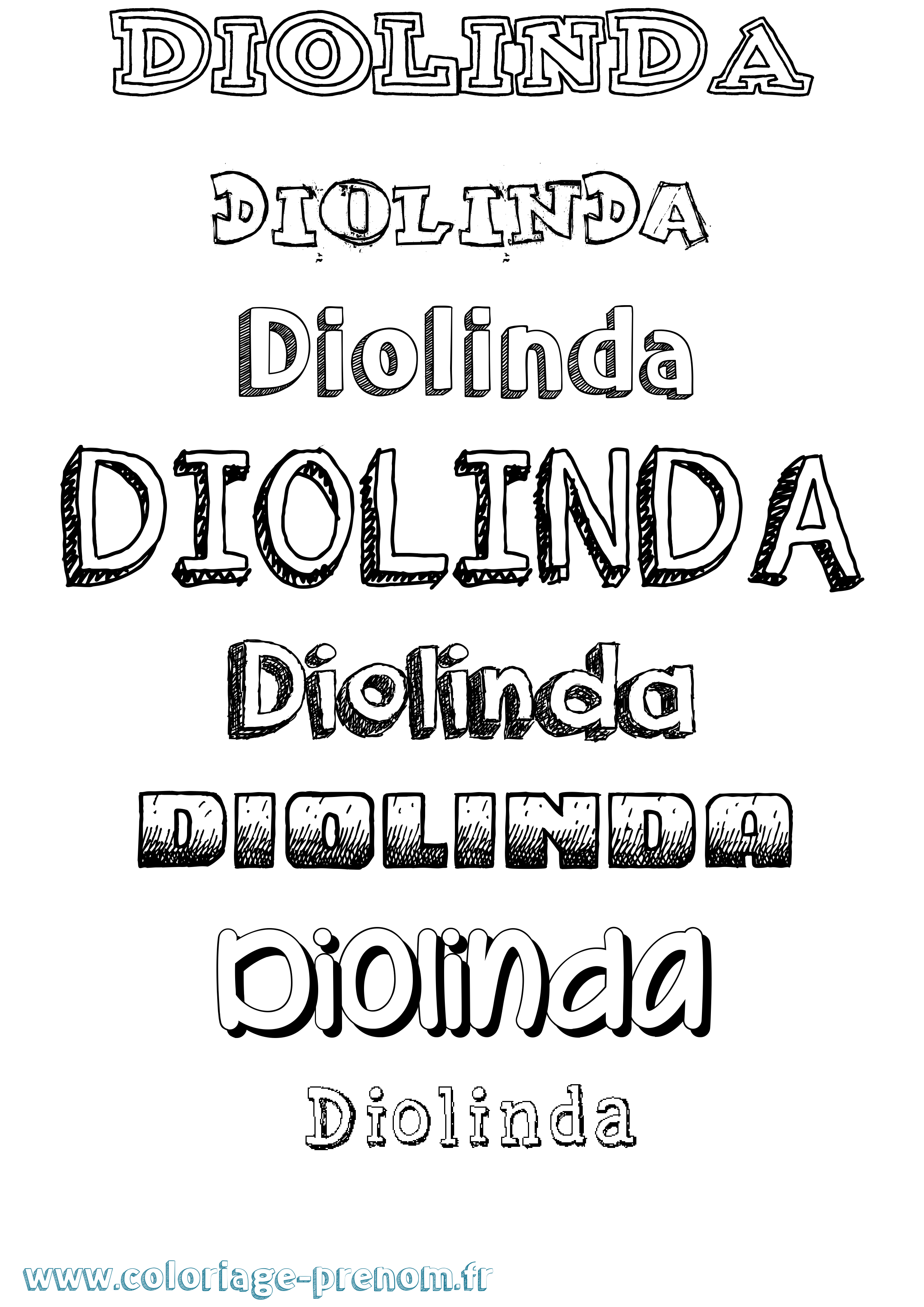 Coloriage Diolinda Dessiné Coloriage prénom Diolinda Dessiné