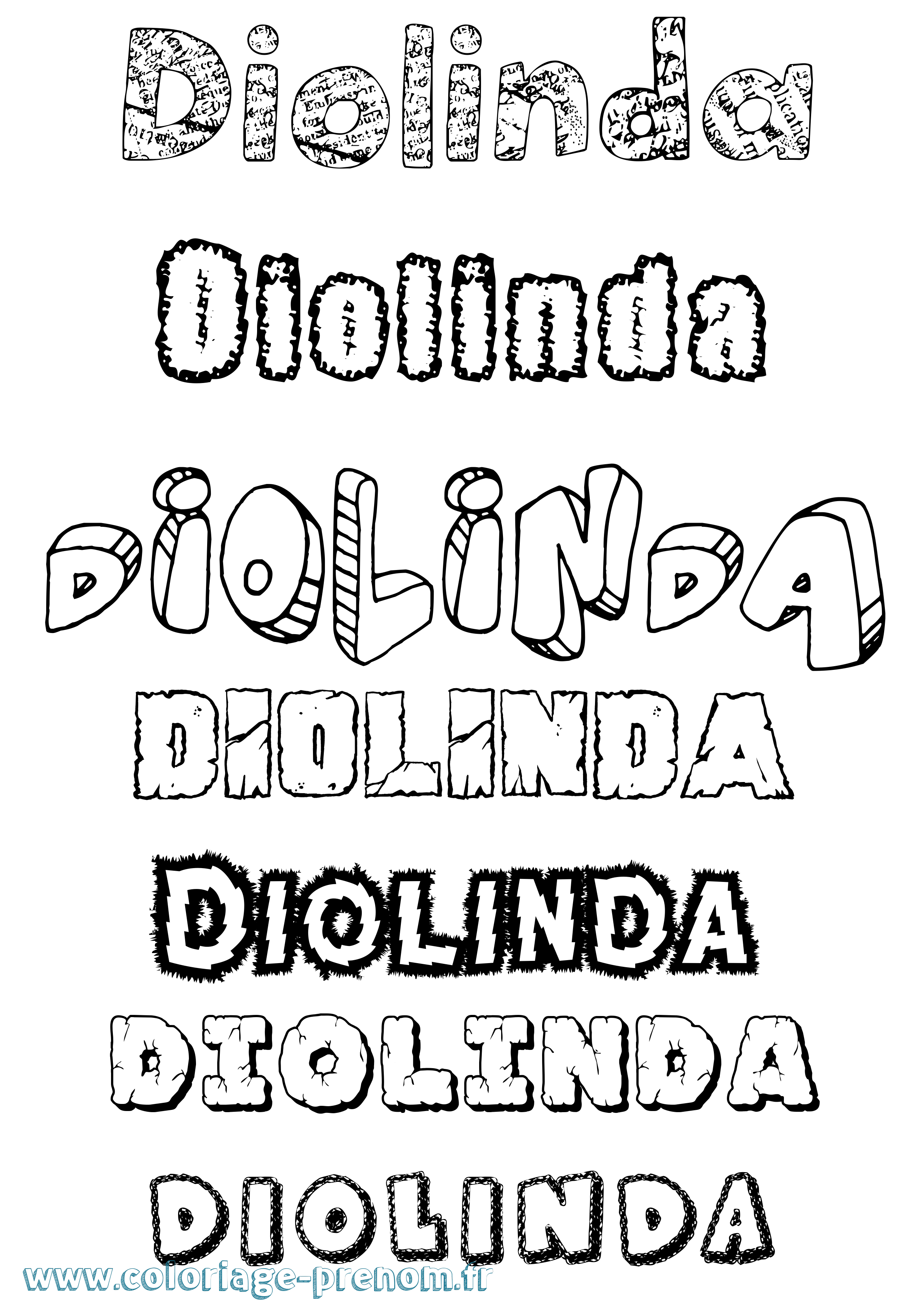 Coloriage Diolinda Destructuré Coloriage prénom Diolinda Destructuré
