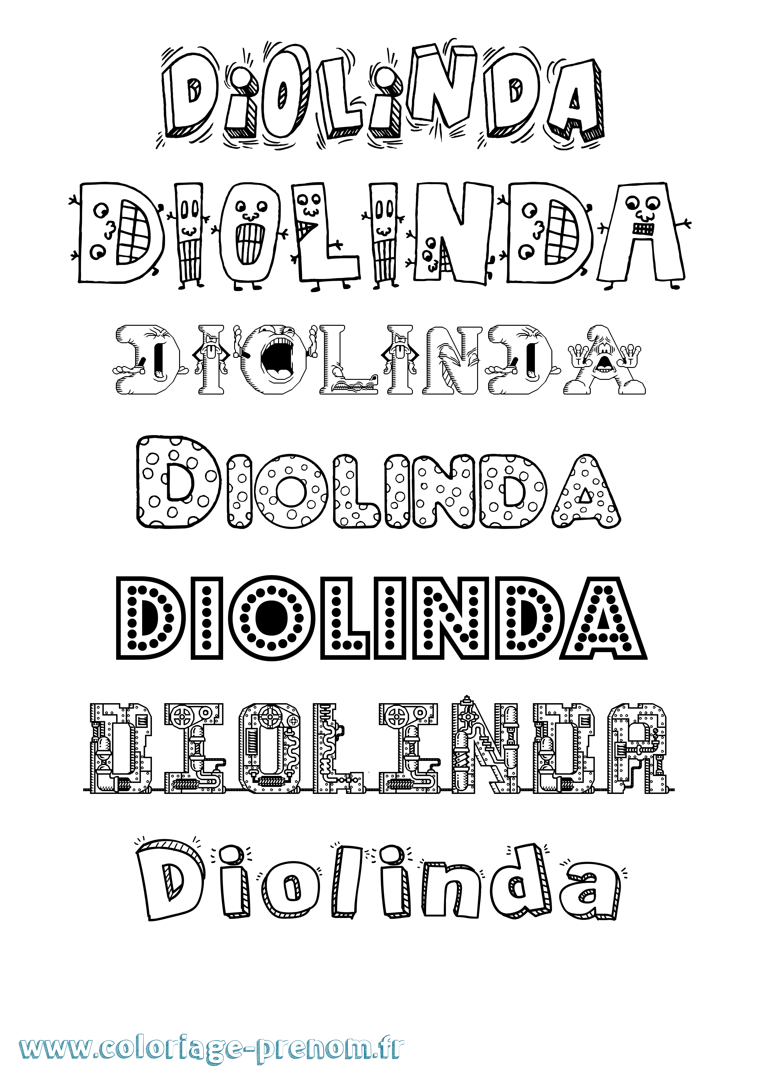 Coloriage Diolinda Fun Coloriage prénom Diolinda Fun