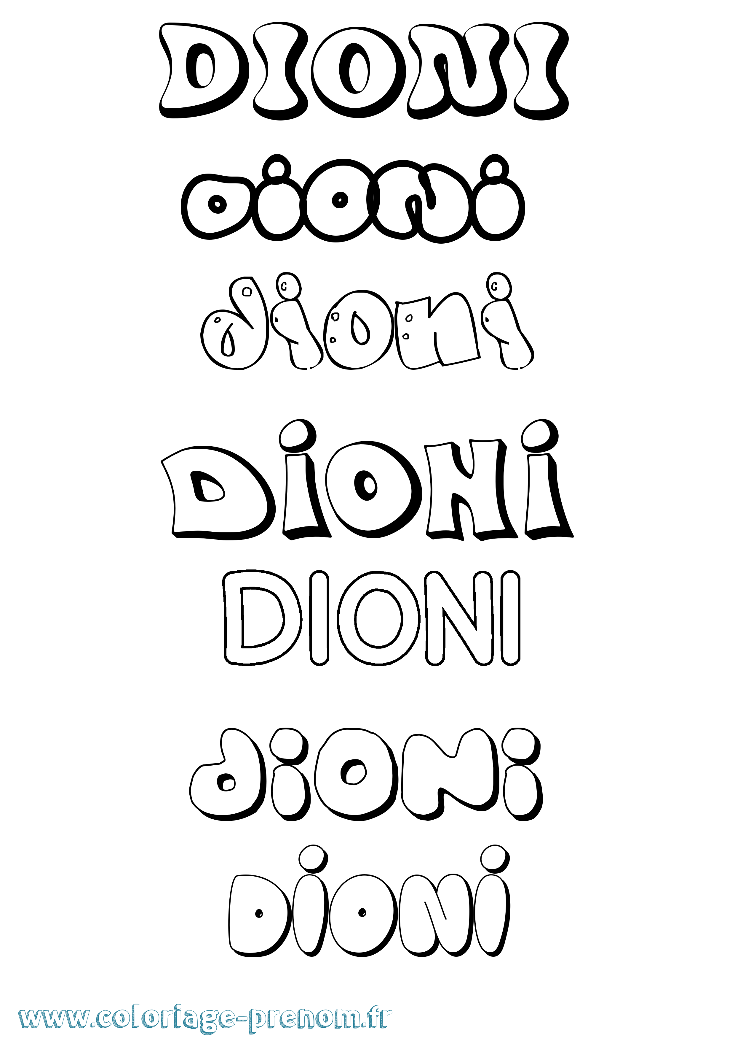 Coloriage Dioni Bubble Coloriage prénom Dioni Bubble