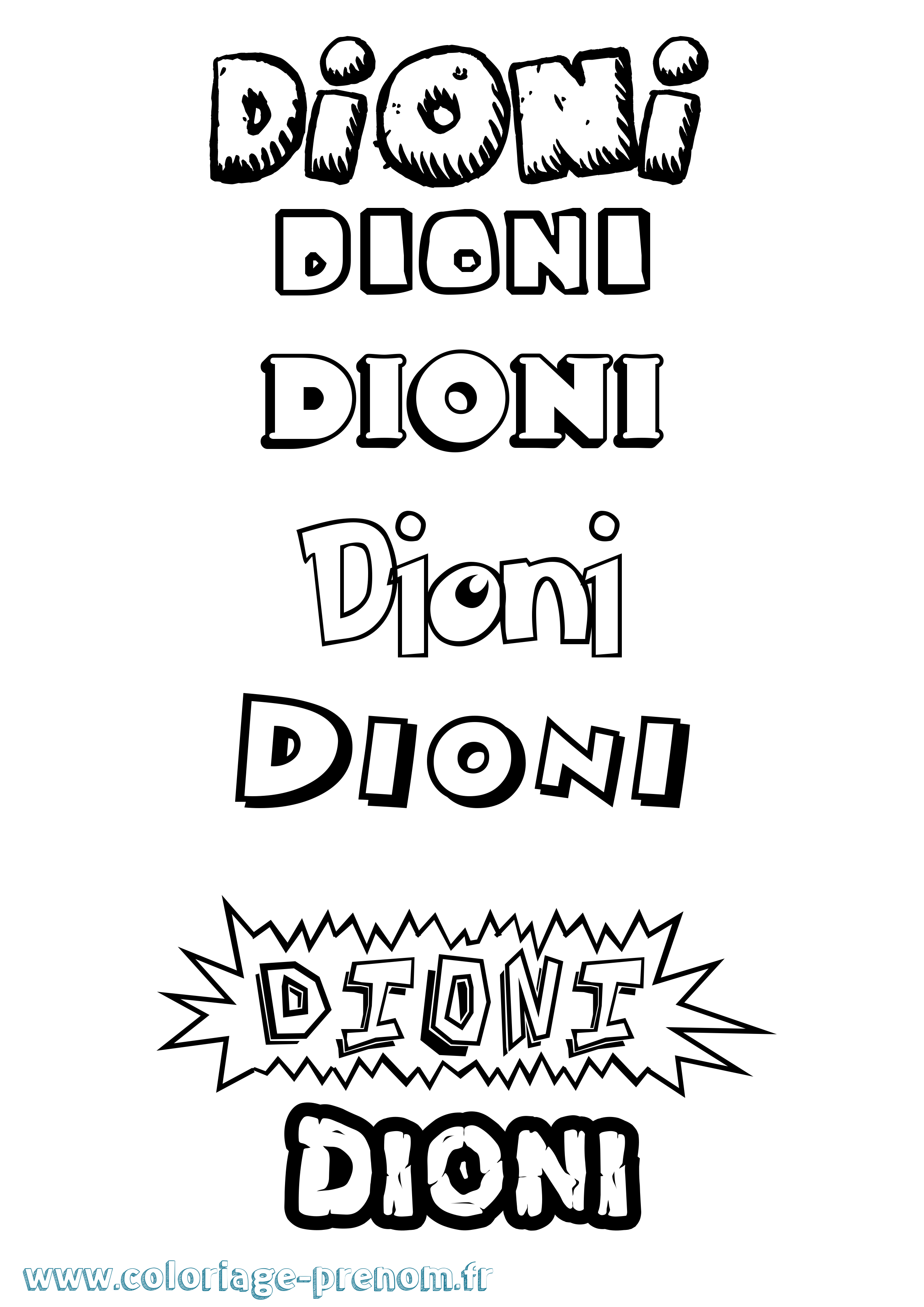 Coloriage Dioni Dessin Animé Coloriage prénom Dioni Dessin Animé