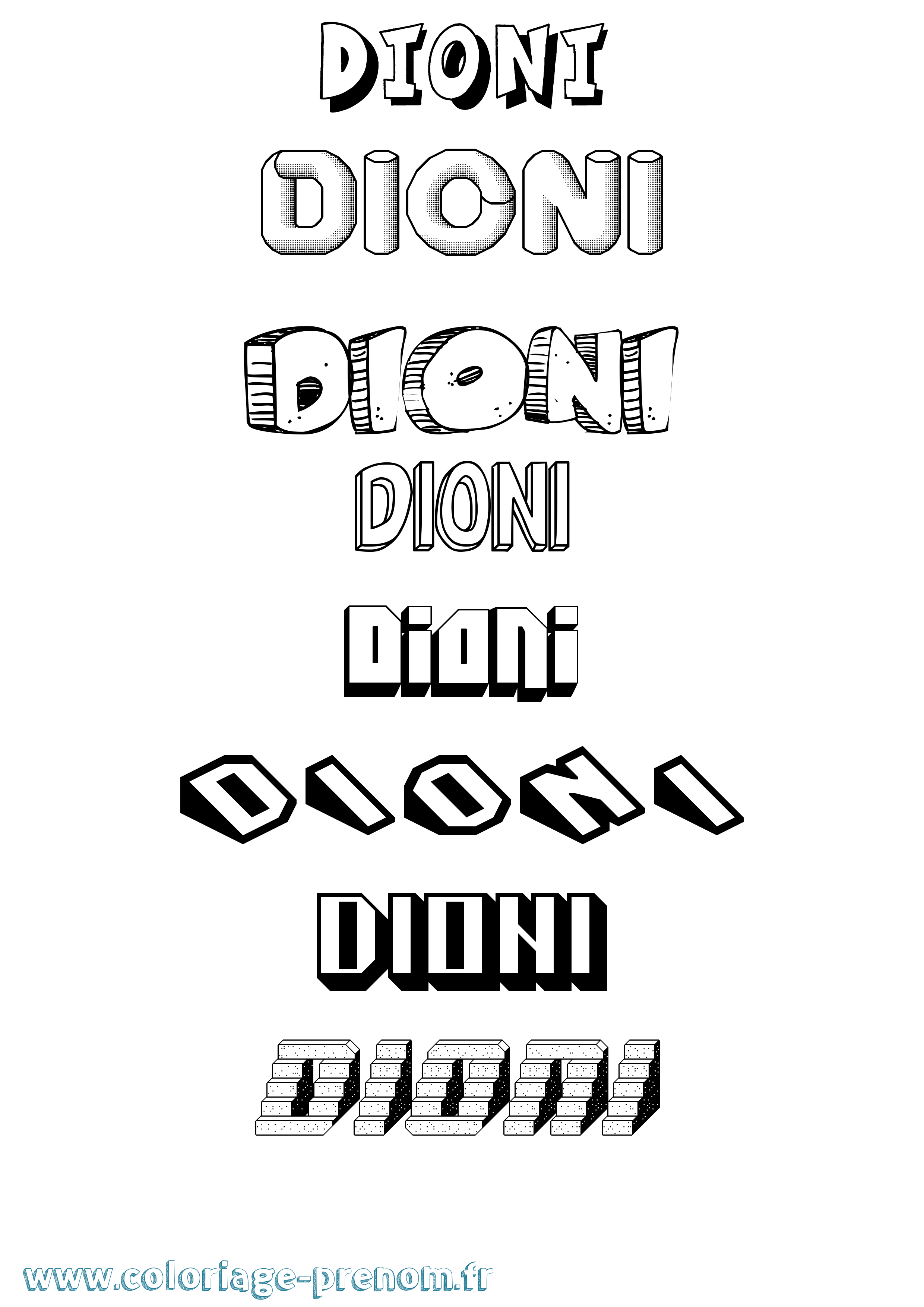 Coloriage Dioni Effet 3D Coloriage prénom Dioni Effet 3D