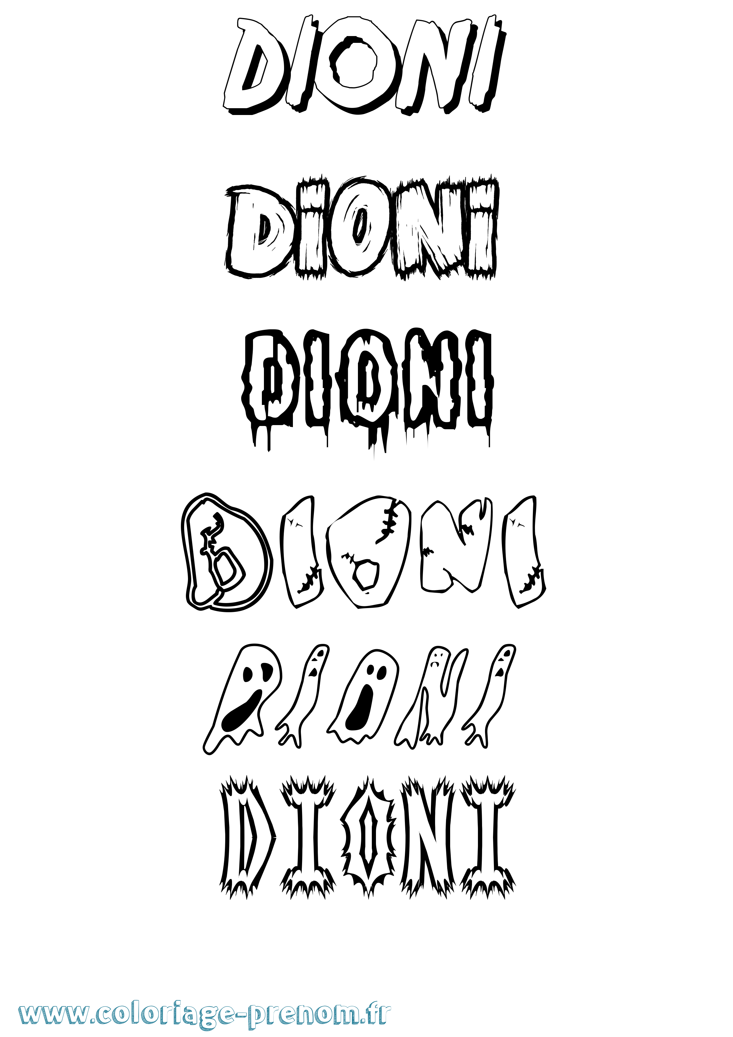 Coloriage Dioni Frisson Coloriage prénom Dioni Frisson