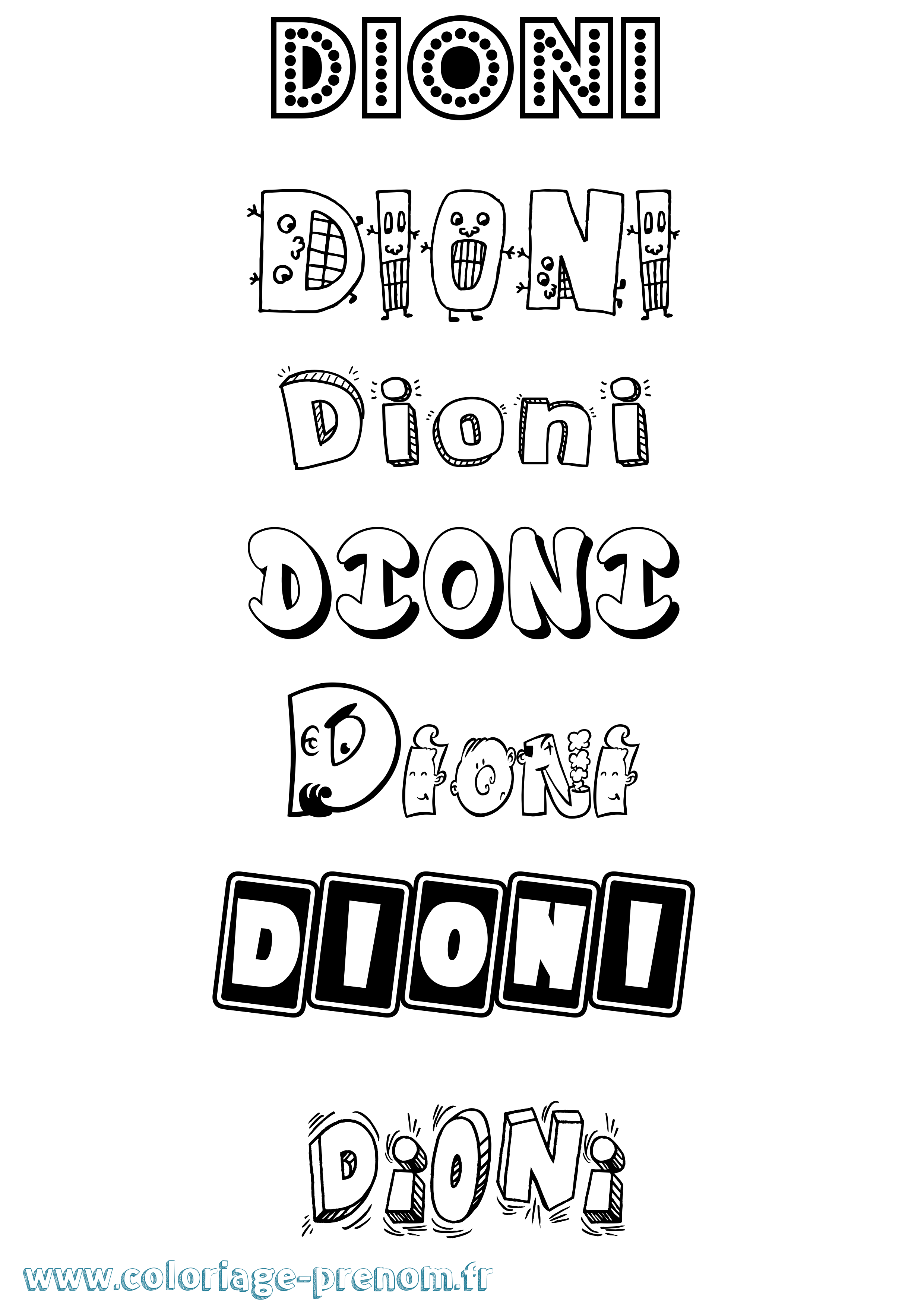 Coloriage Dioni Fun Coloriage prénom Dioni Fun