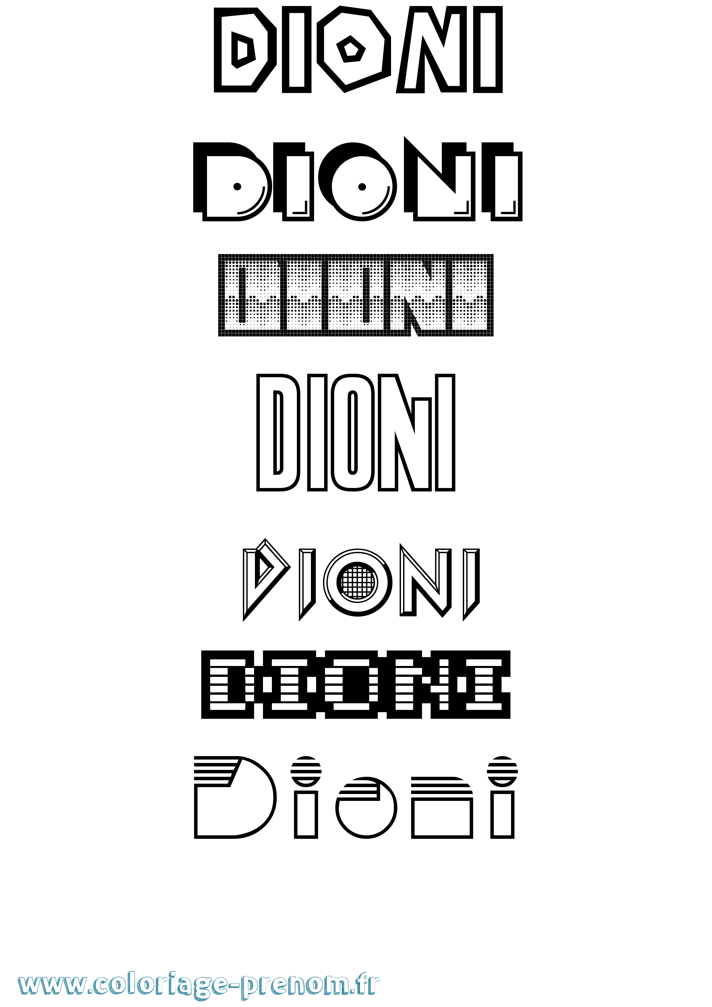 Coloriage Dioni Jeux Vidéos Coloriage prénom Dioni Jeux Vidéos