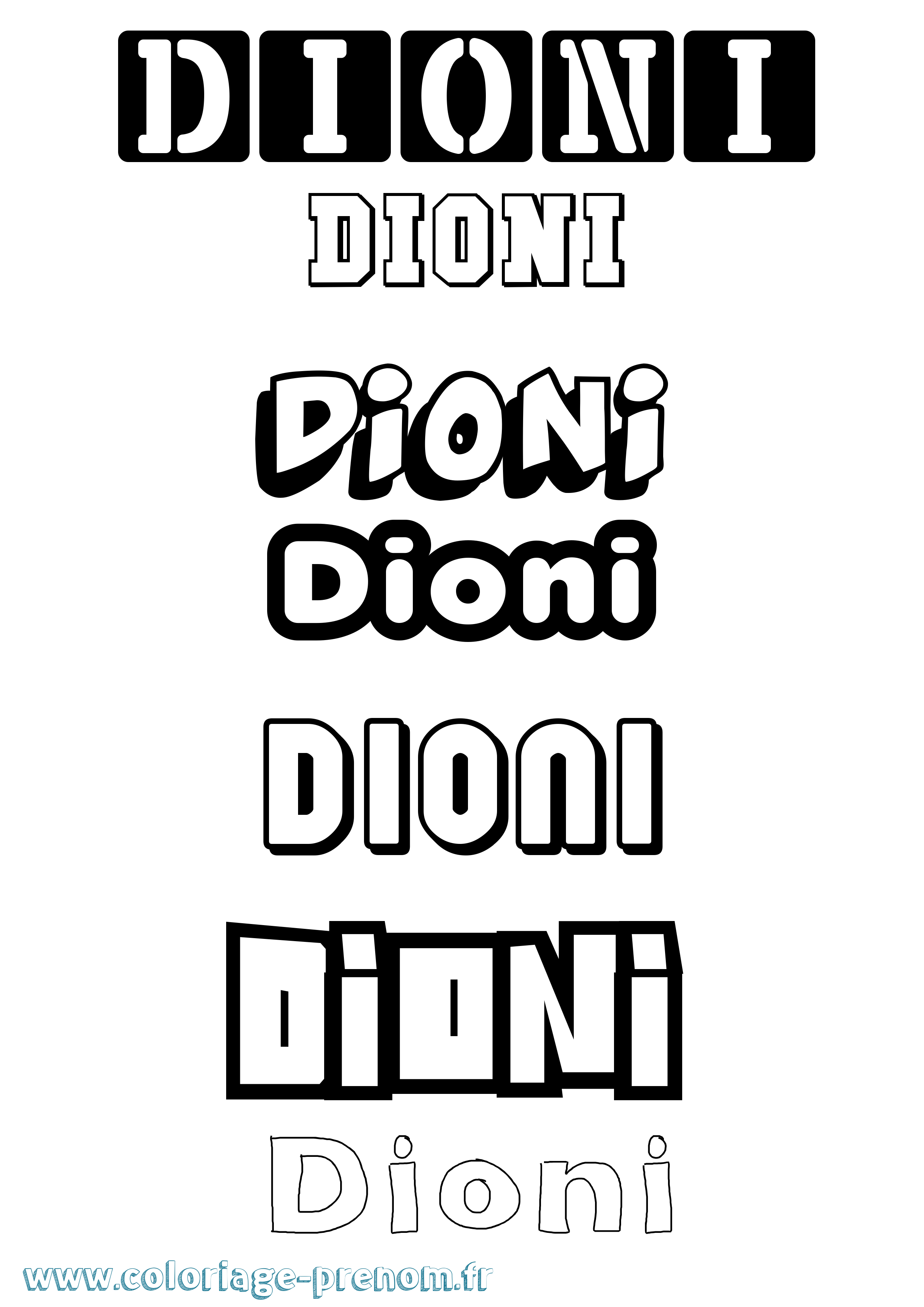 Coloriage Dioni Simple Coloriage prénom Dioni Simple