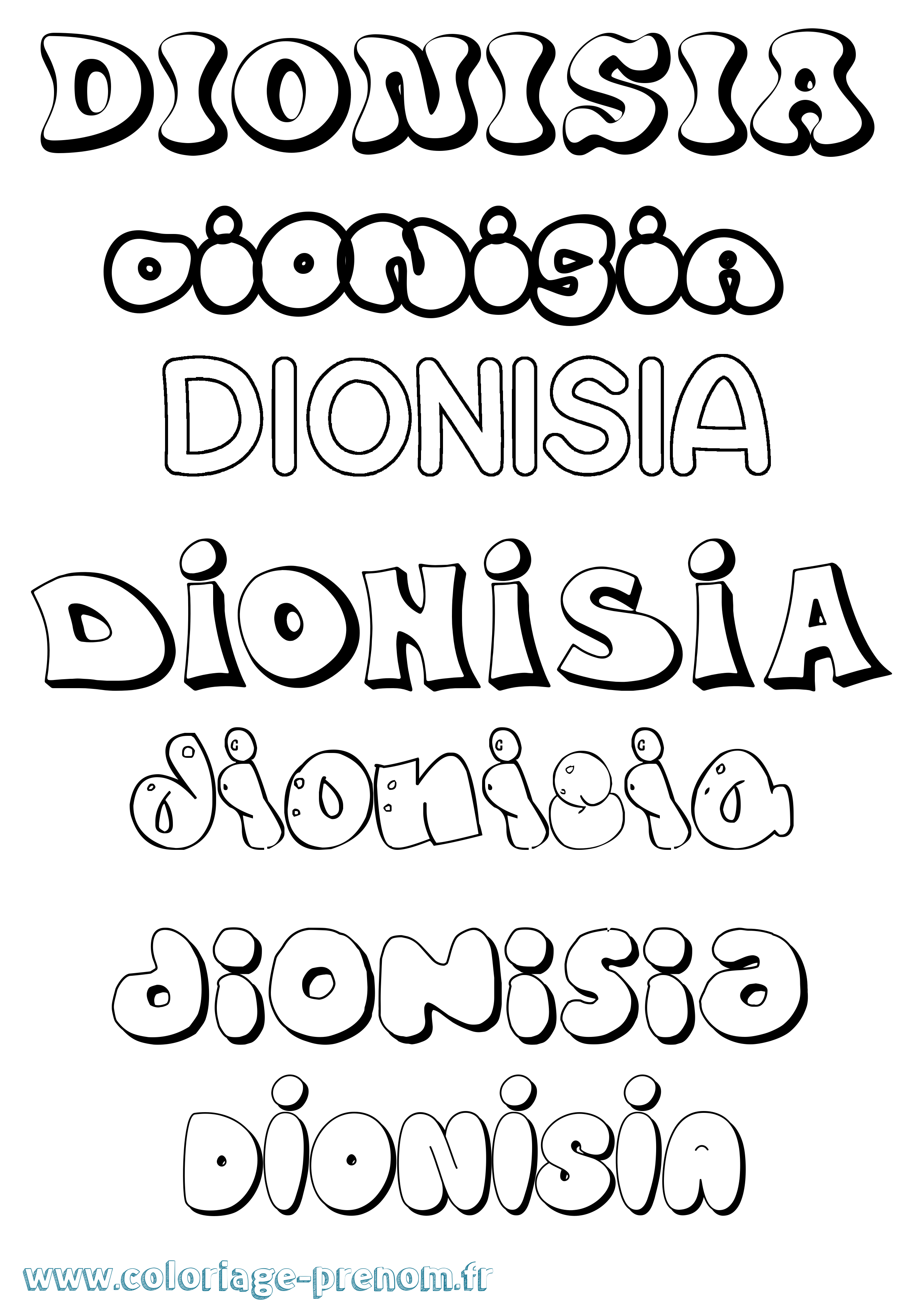 Coloriage Dionisia Bubble Coloriage prénom Dionisia Bubble