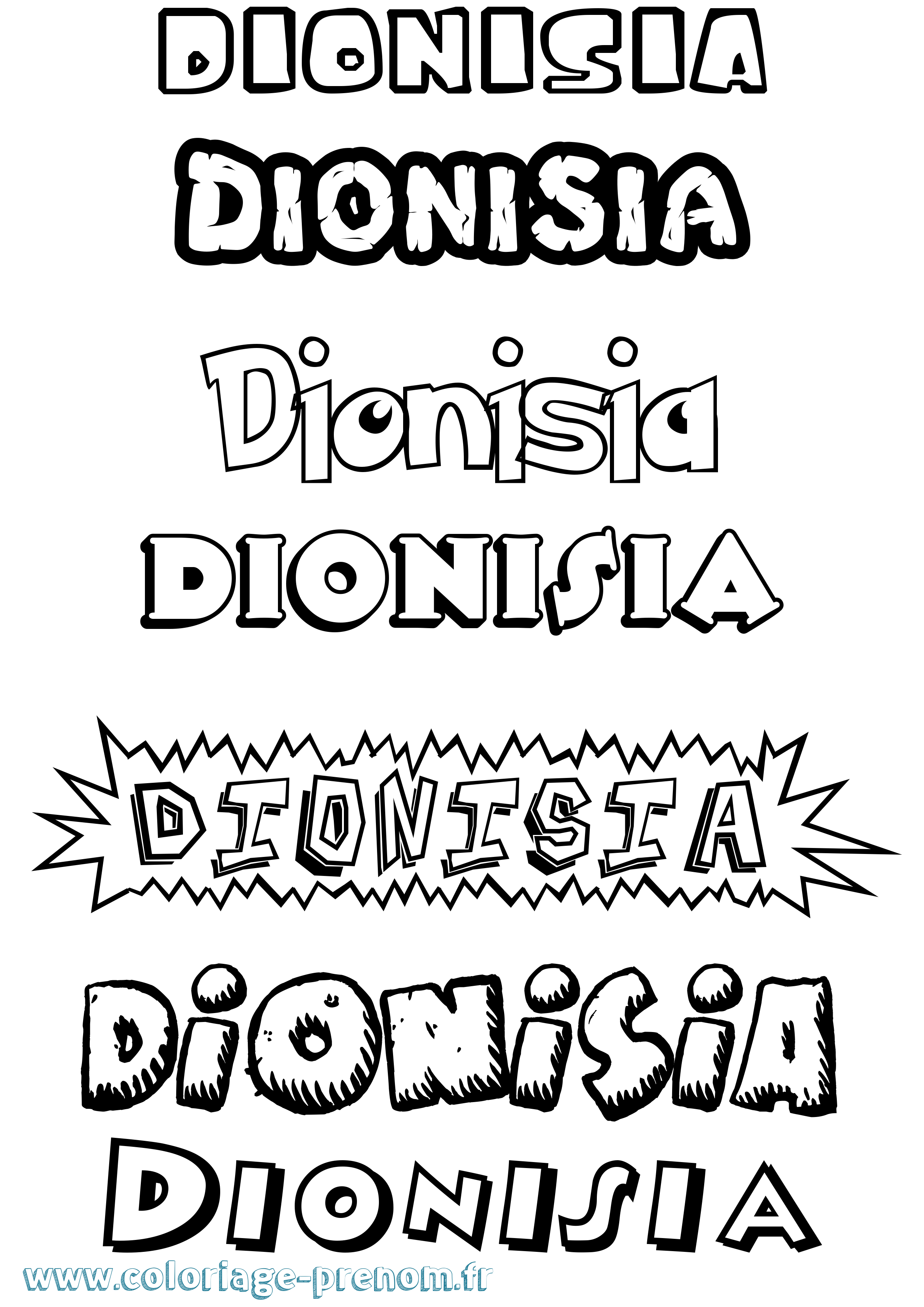 Coloriage Dionisia Dessin Animé Coloriage prénom Dionisia Dessin Animé