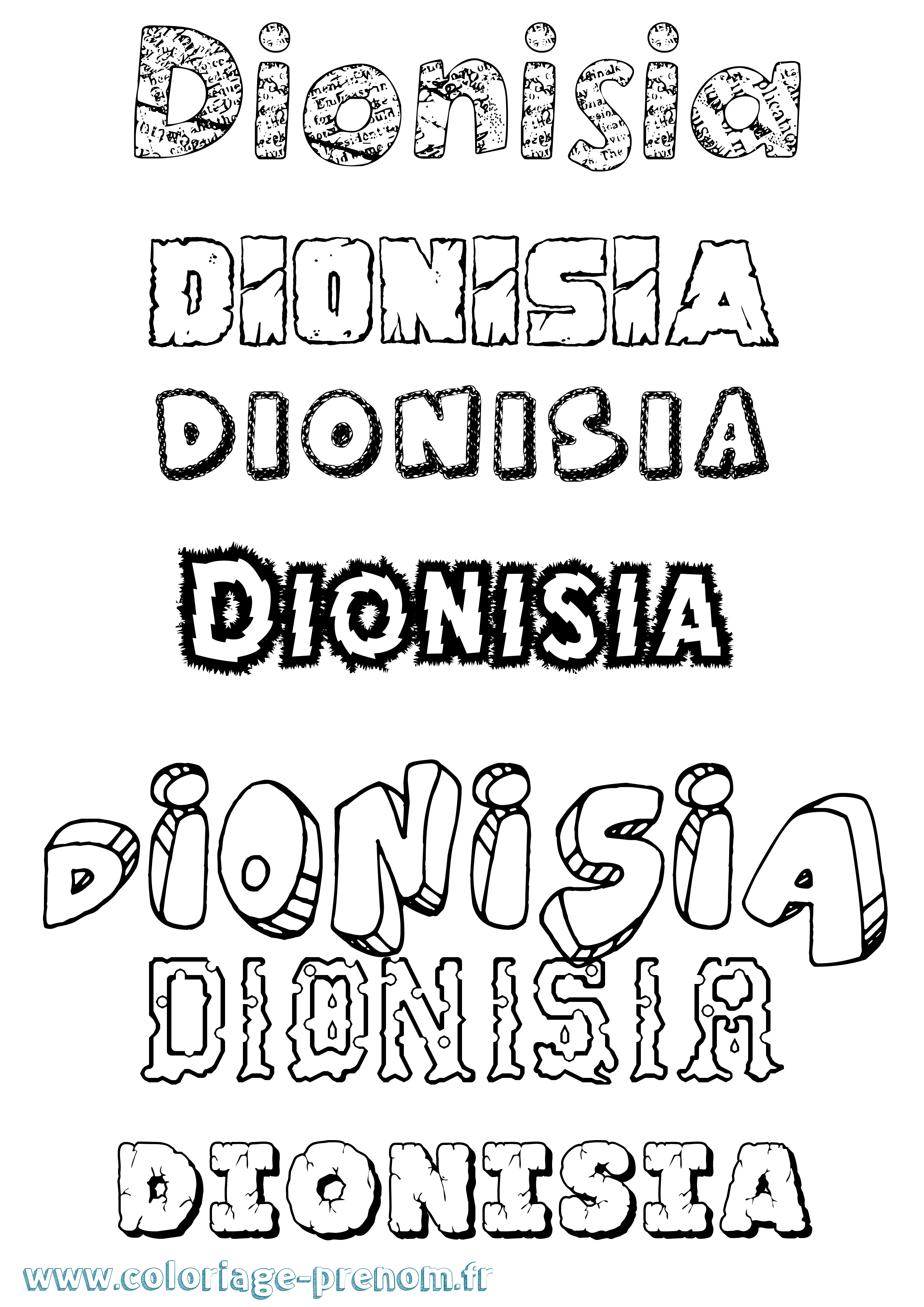 Coloriage Dionisia Destructuré Coloriage prénom Dionisia Destructuré