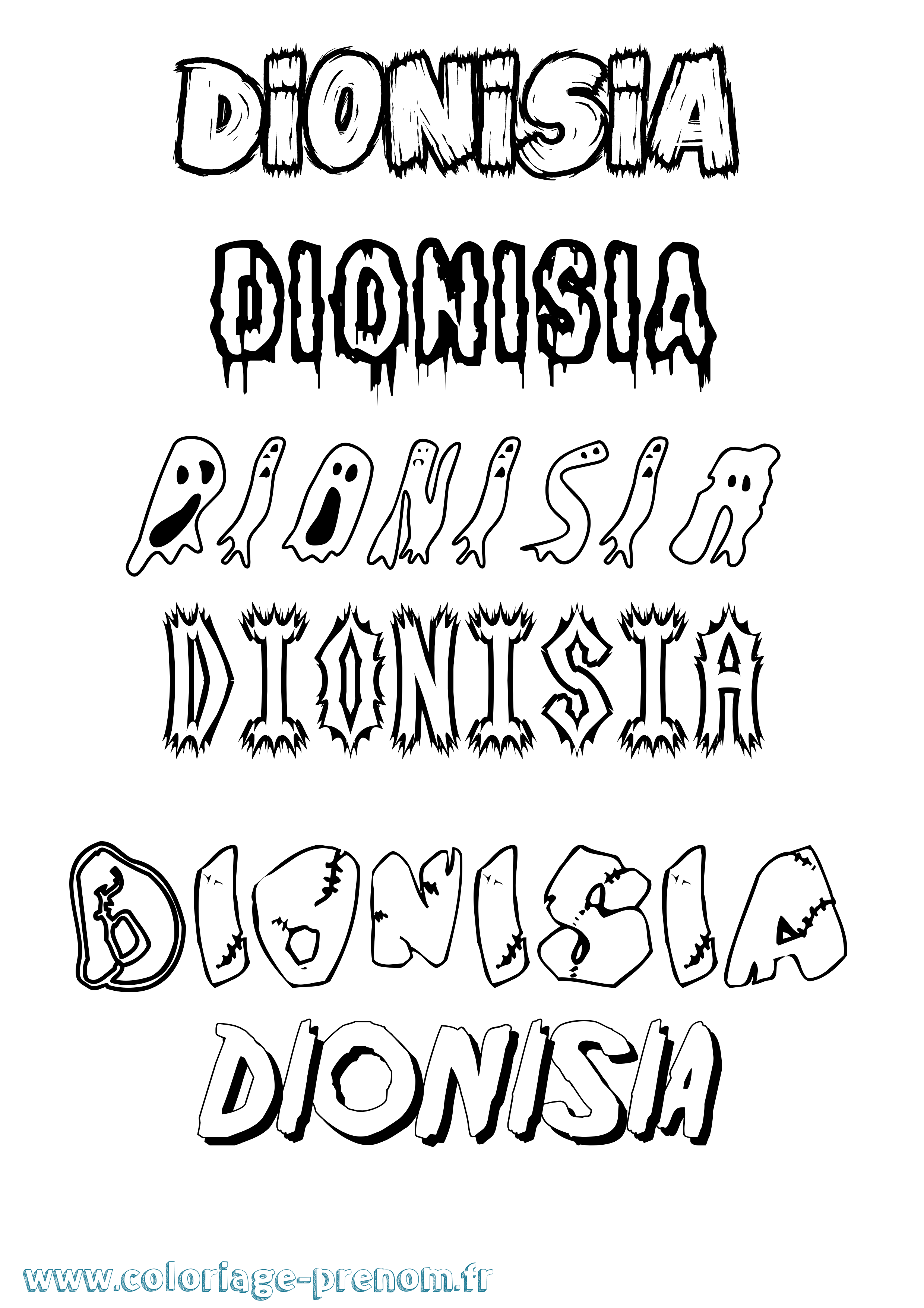 Coloriage Dionisia Frisson Coloriage prénom Dionisia Frisson