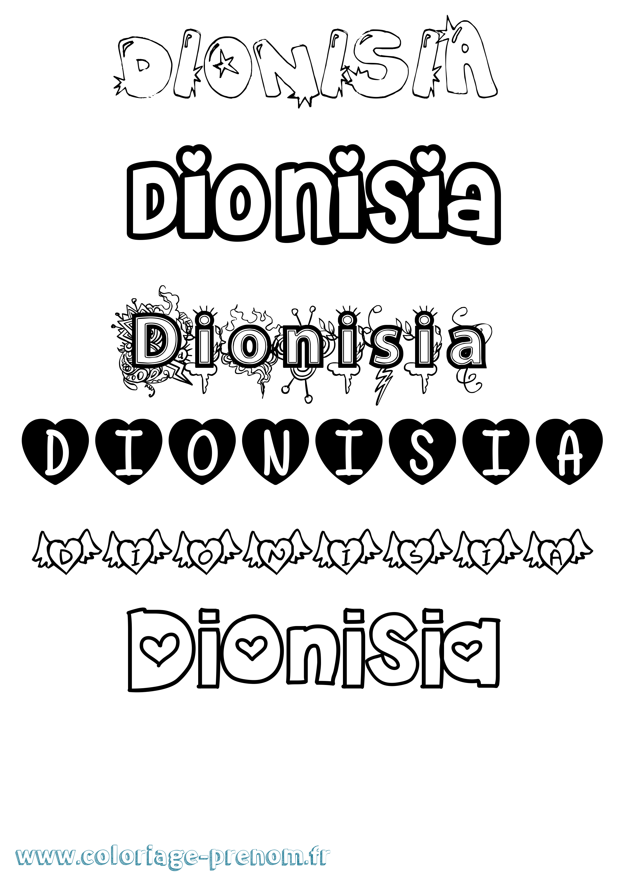 Coloriage Dionisia Girly Coloriage prénom Dionisia Girly