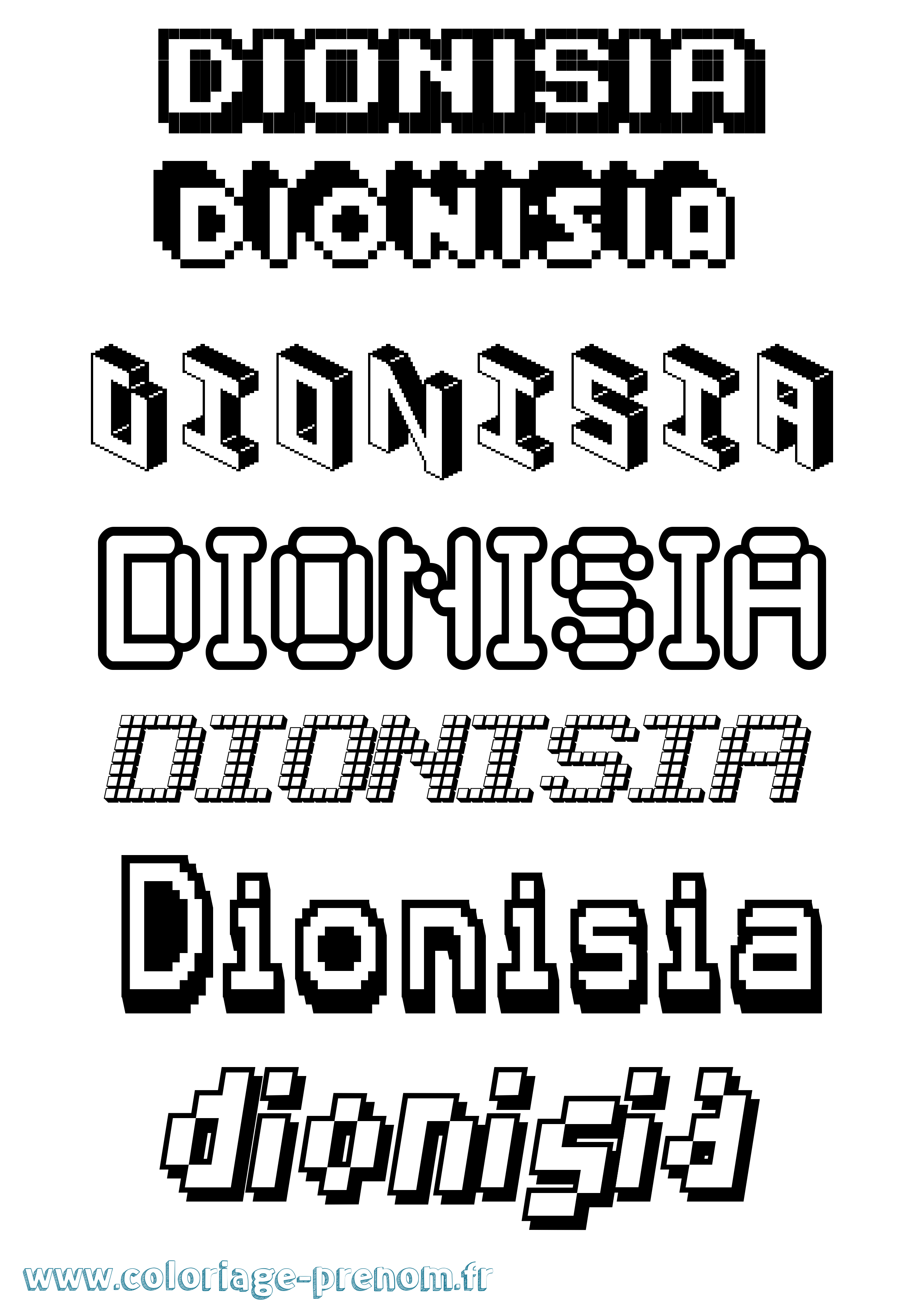 Coloriage Dionisia Pixel Coloriage prénom Dionisia Pixel