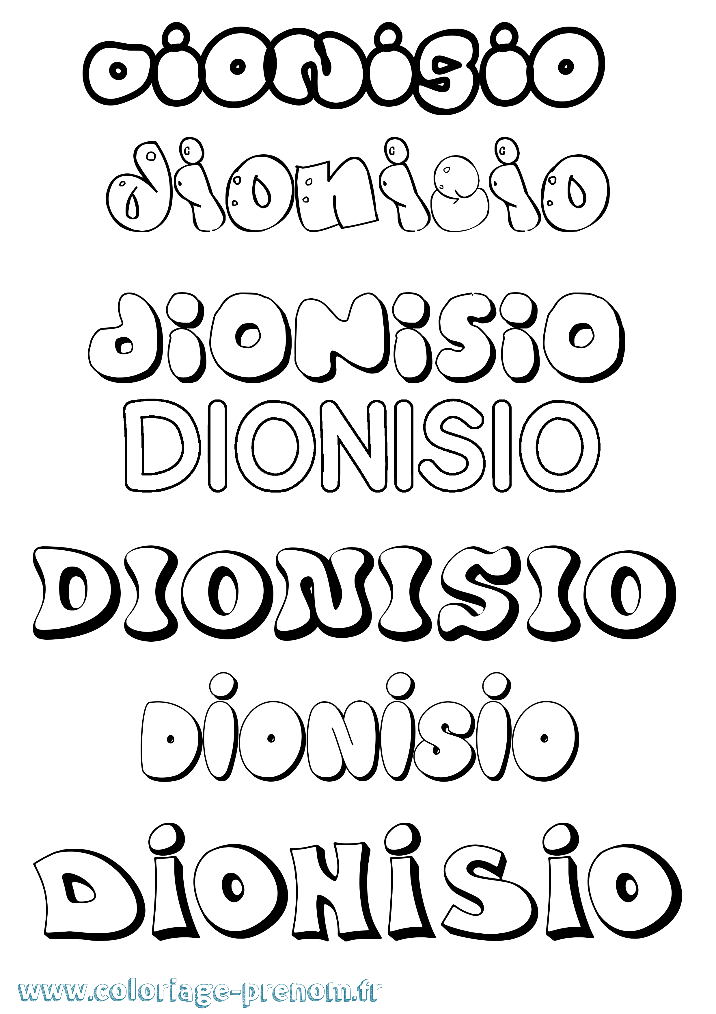 Coloriage Dionisio Bubble Coloriage prénom Dionisio Bubble