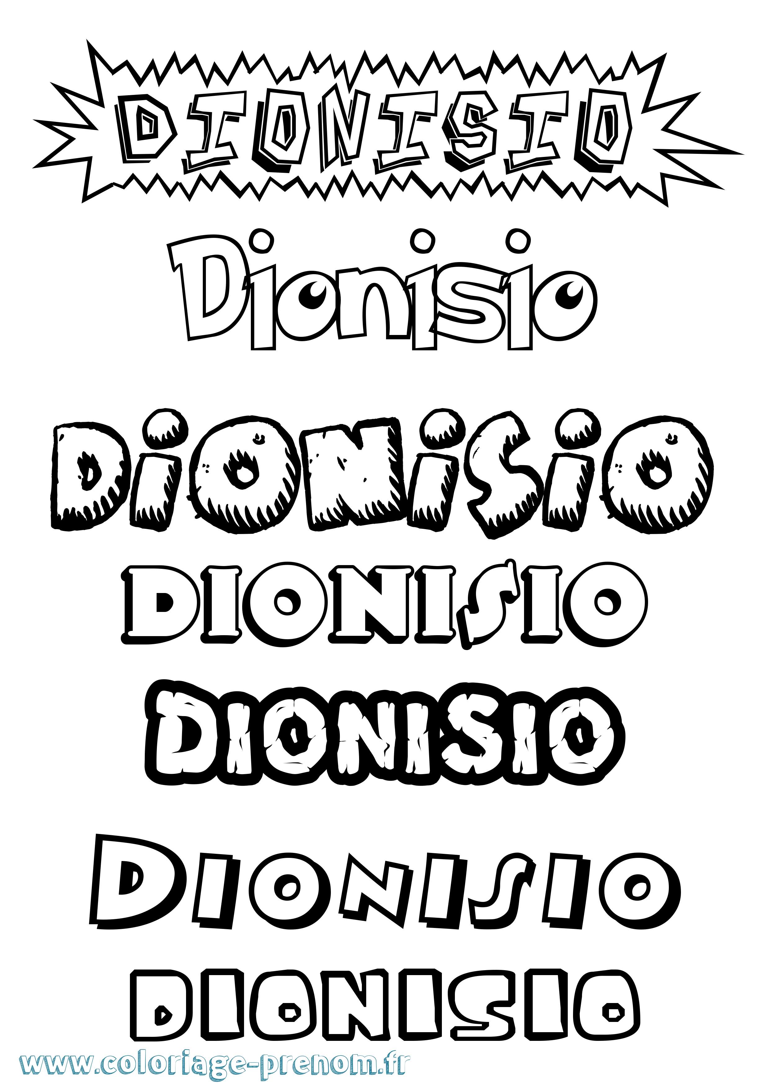 Coloriage Dionisio Dessin Animé Coloriage prénom Dionisio Dessin Animé