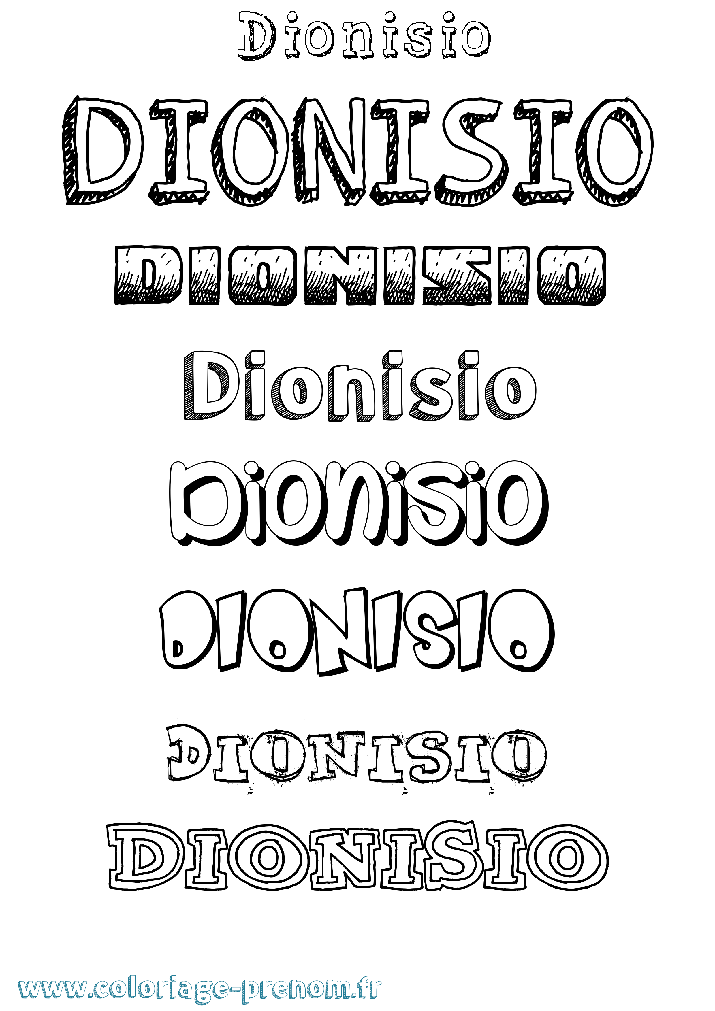 Coloriage Dionisio Dessiné Coloriage prénom Dionisio Dessiné
