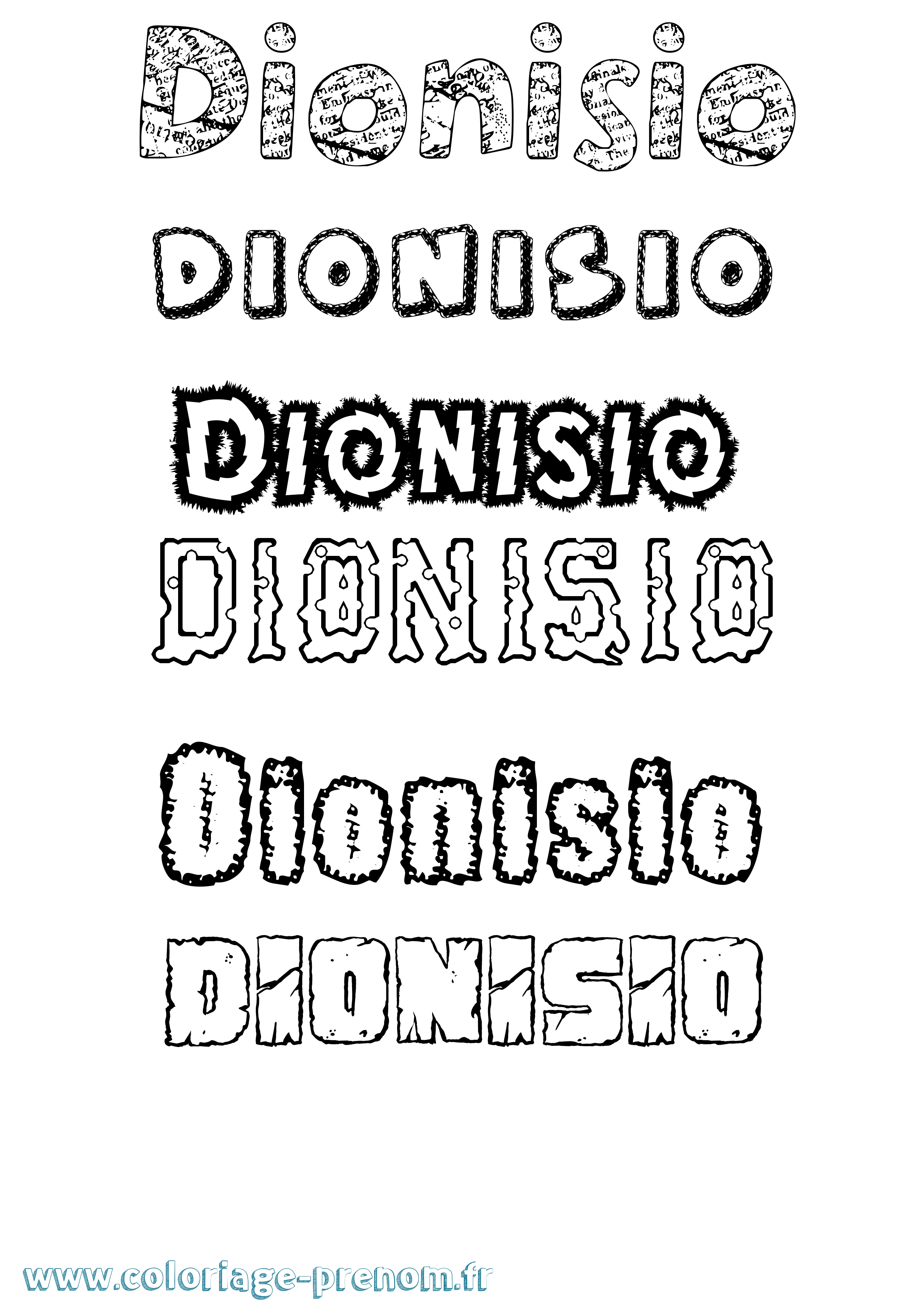 Coloriage Dionisio Destructuré Coloriage prénom Dionisio Destructuré