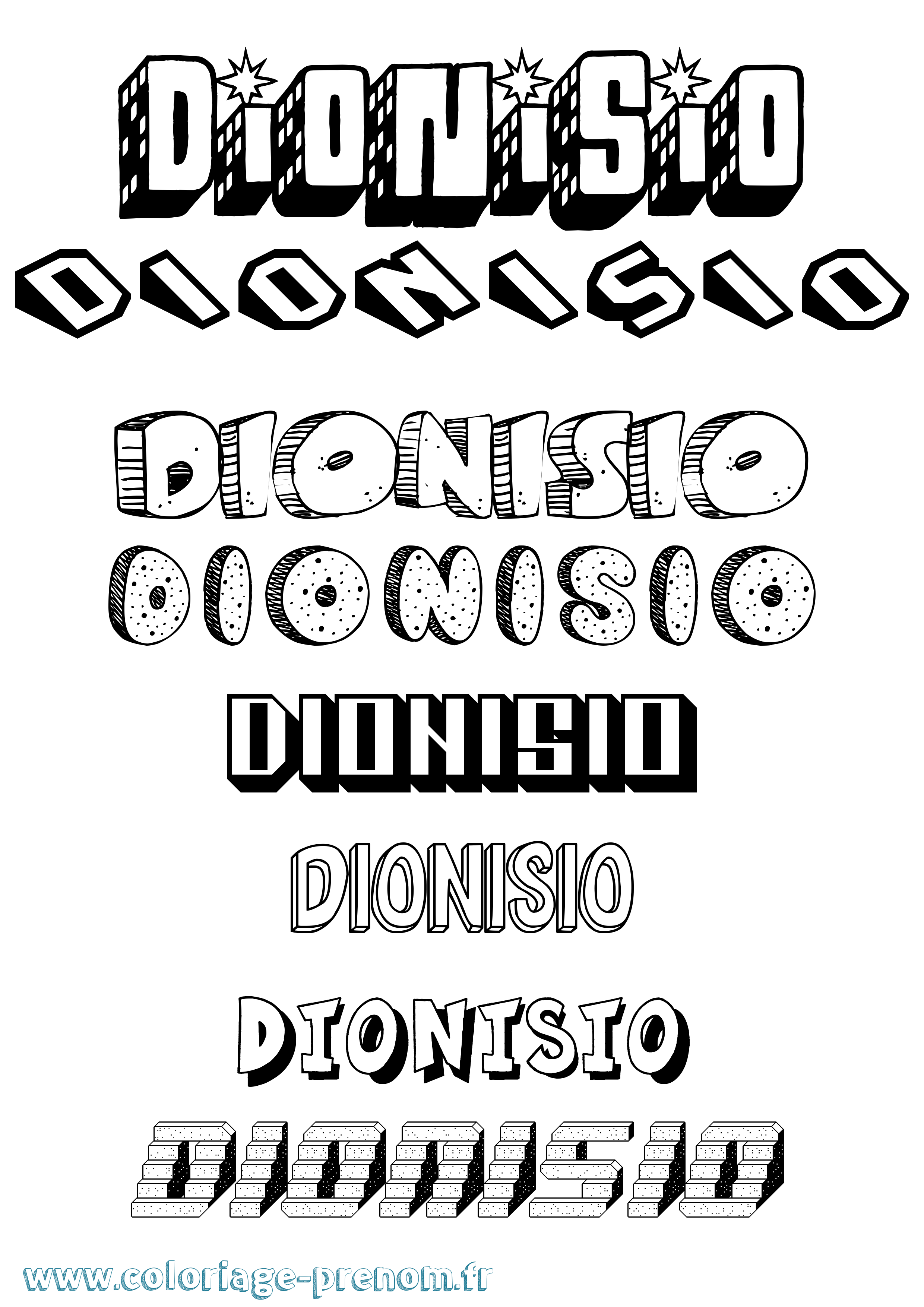 Coloriage Dionisio Effet 3D Coloriage prénom Dionisio Effet 3D