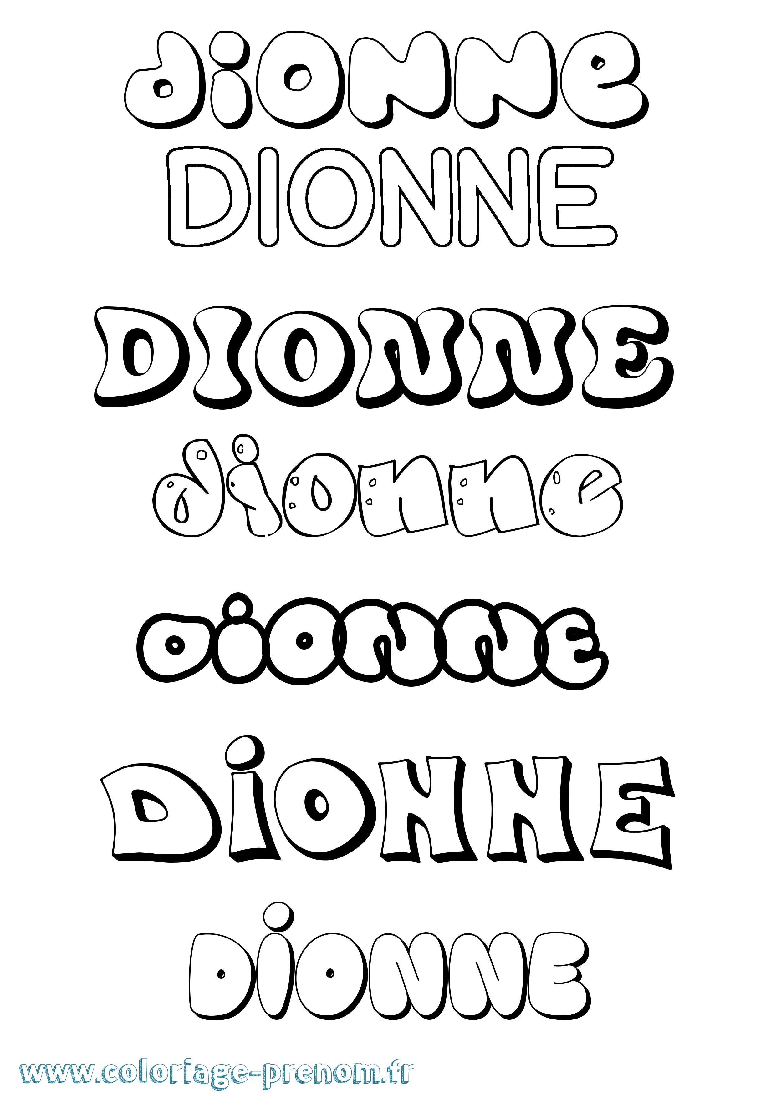 Coloriage Dionne Bubble Coloriage prénom Dionne Bubble