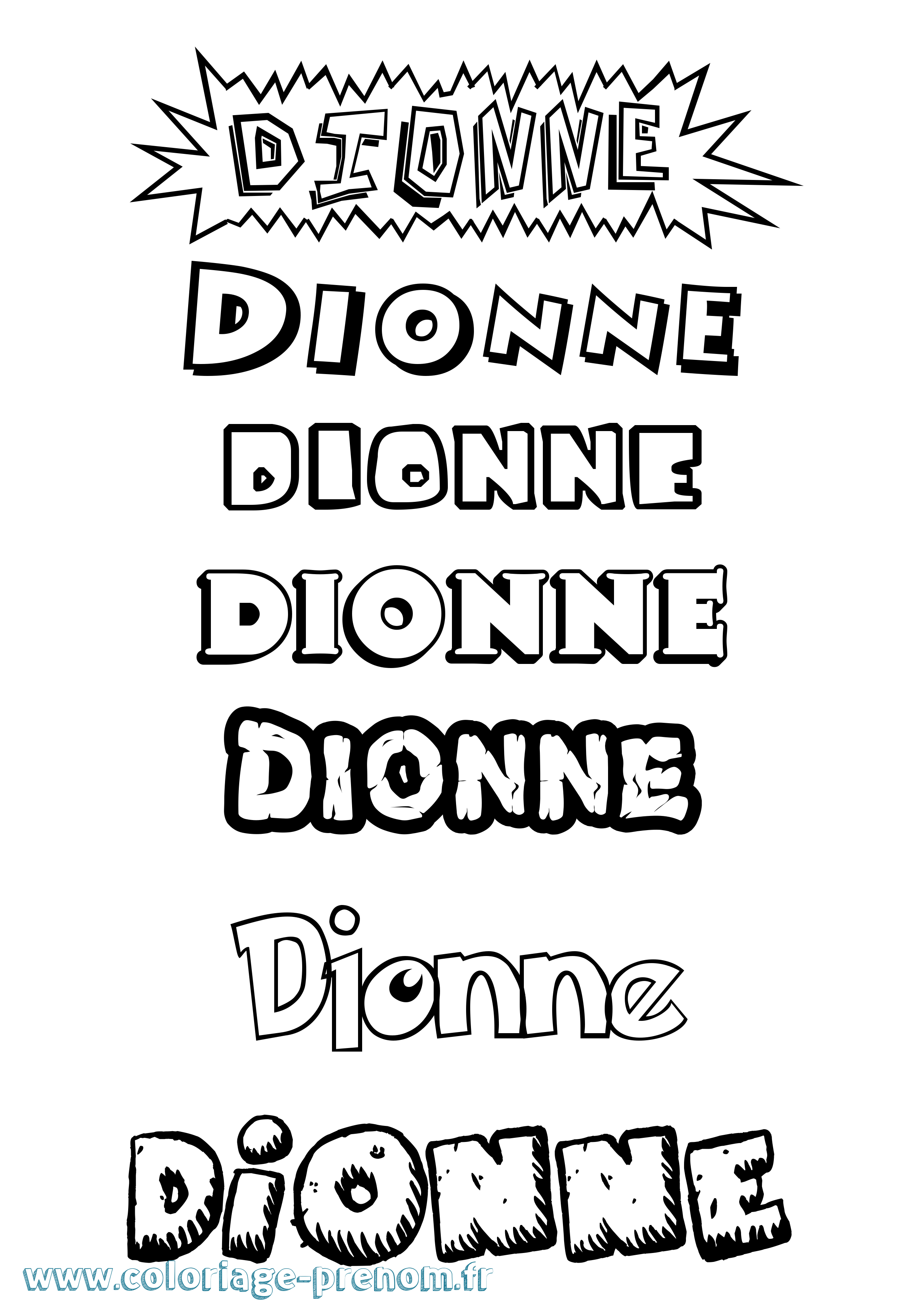 Coloriage Dionne Dessin Animé Coloriage prénom Dionne Dessin Animé