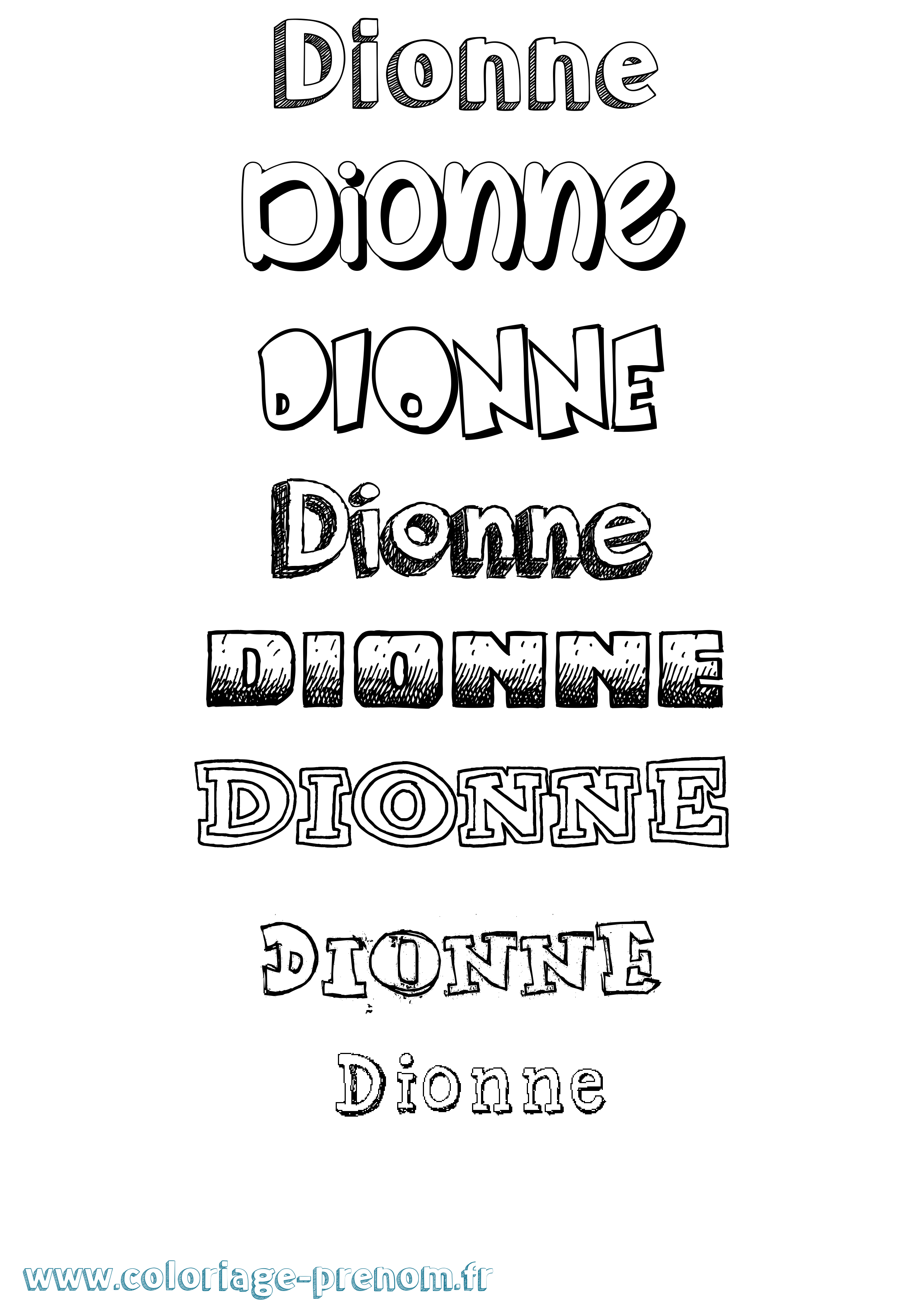 Coloriage Dionne Dessiné Coloriage prénom Dionne Dessiné