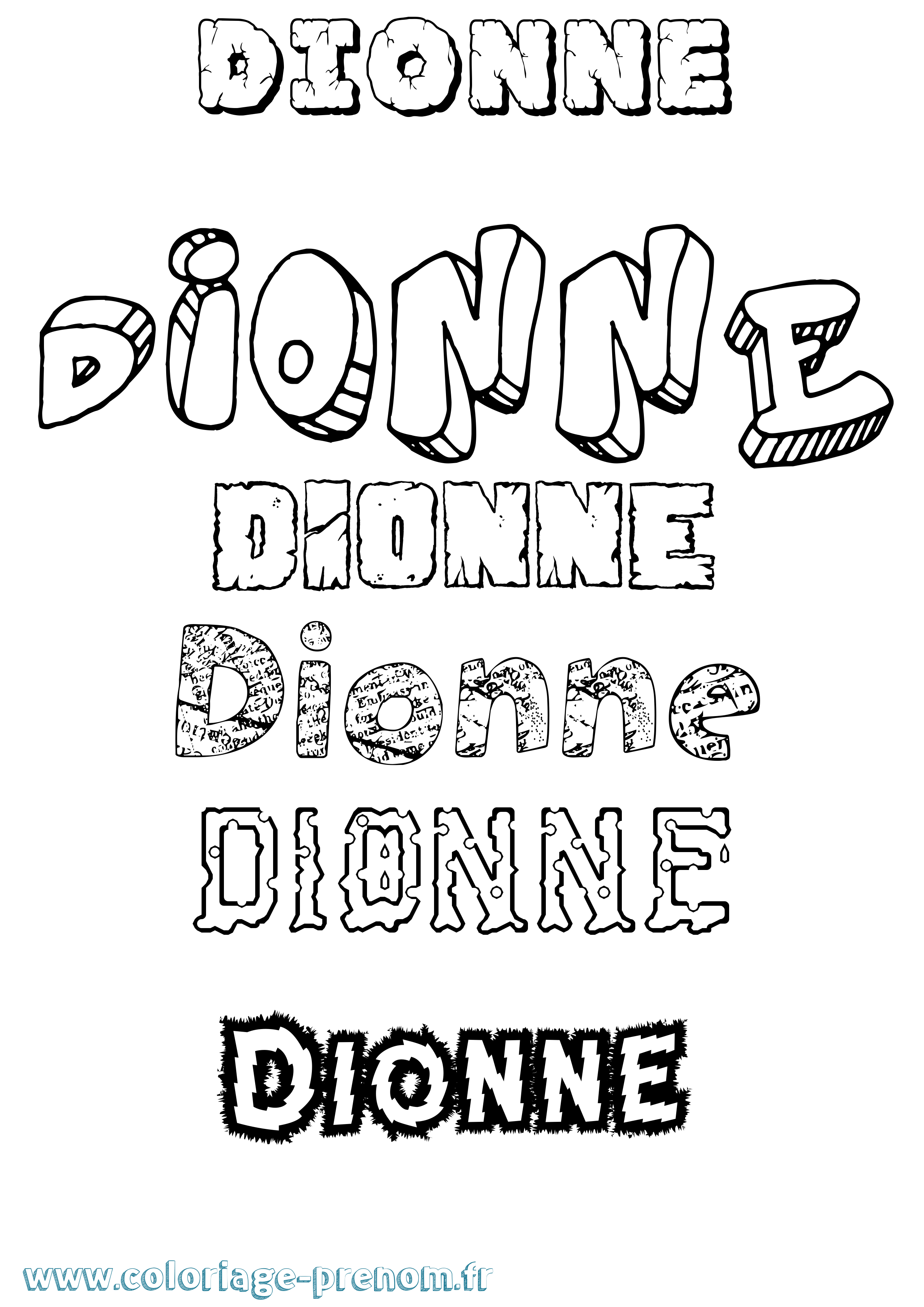 Coloriage Dionne Destructuré Coloriage prénom Dionne Destructuré