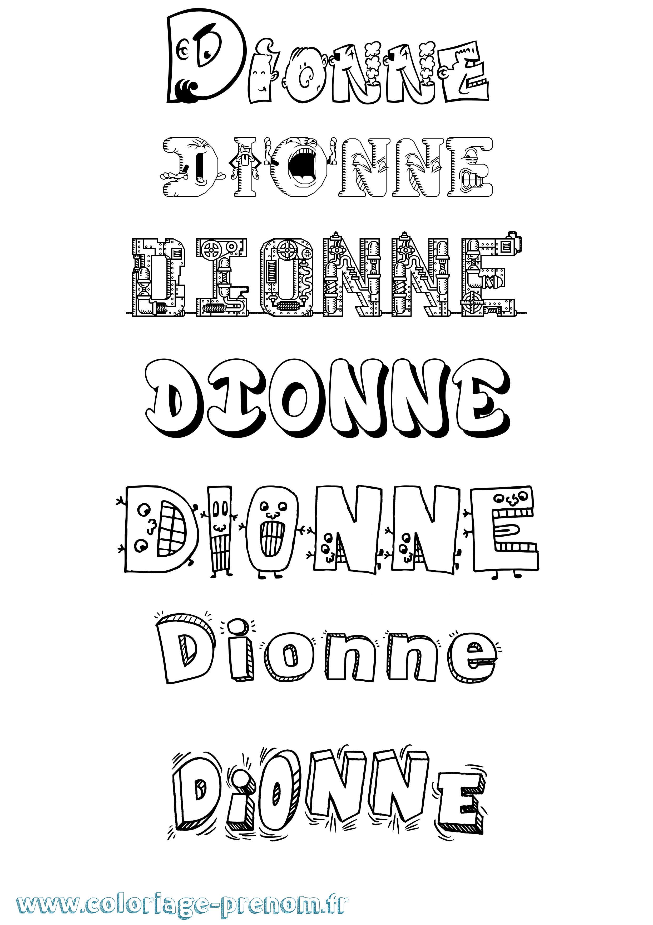 Coloriage Dionne Fun Coloriage prénom Dionne Fun