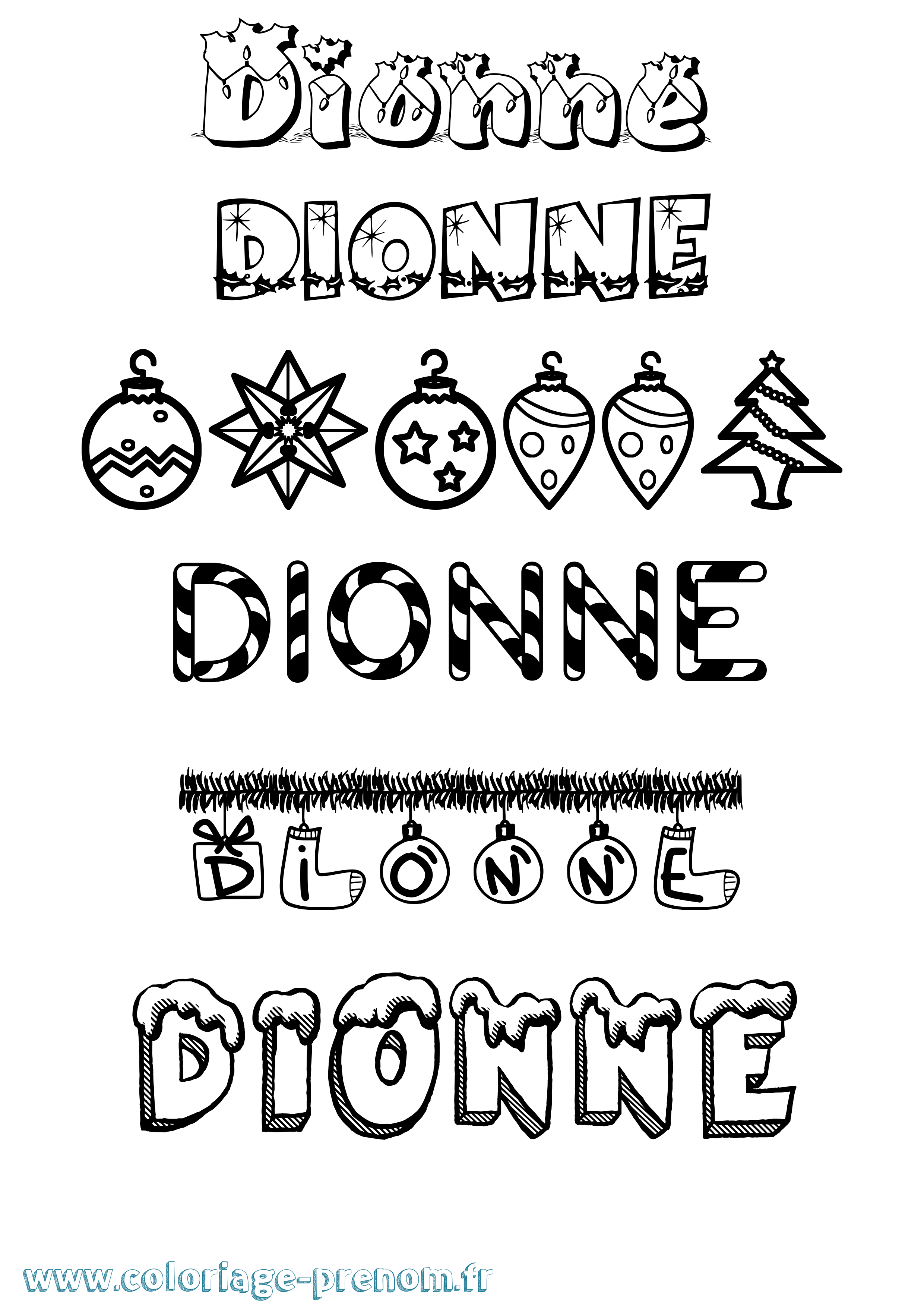 Coloriage Dionne Noël Coloriage prénom Dionne Noël