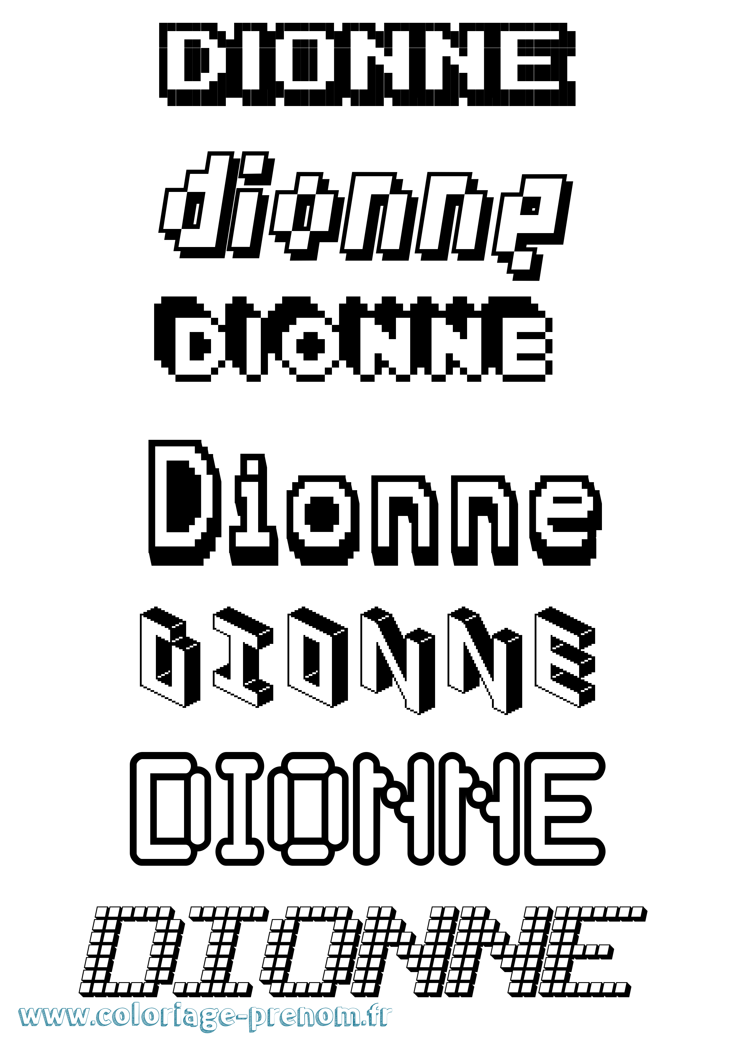 Coloriage Dionne Pixel Coloriage prénom Dionne Pixel