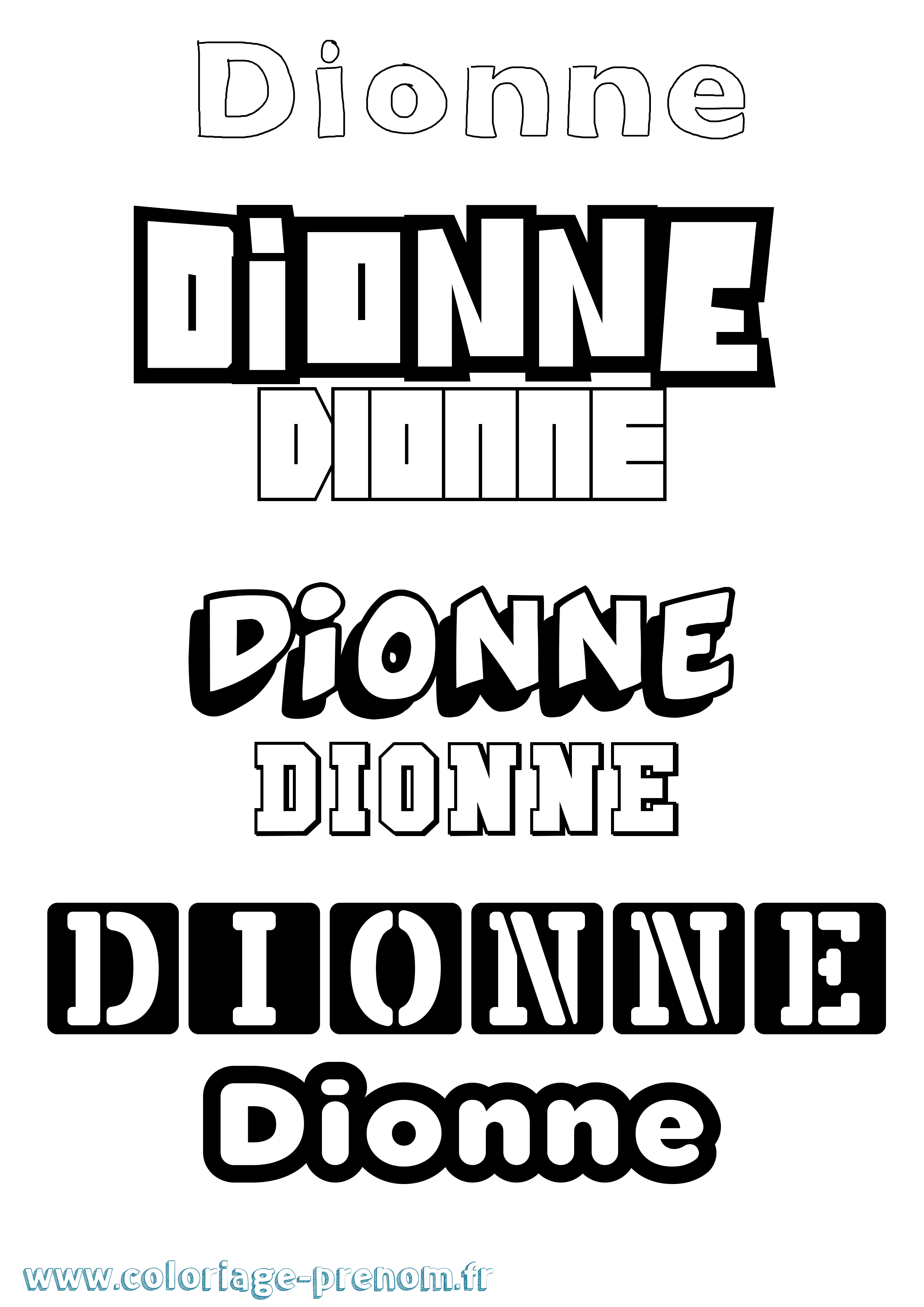 Coloriage Dionne Simple Coloriage prénom Dionne Simple
