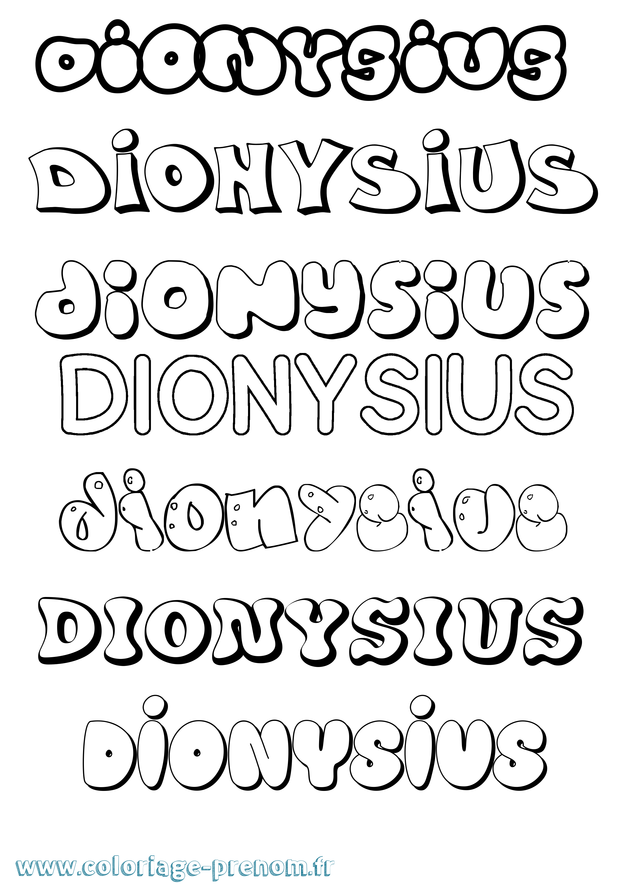 Coloriage Dionysius Bubble Coloriage prénom Dionysius Bubble