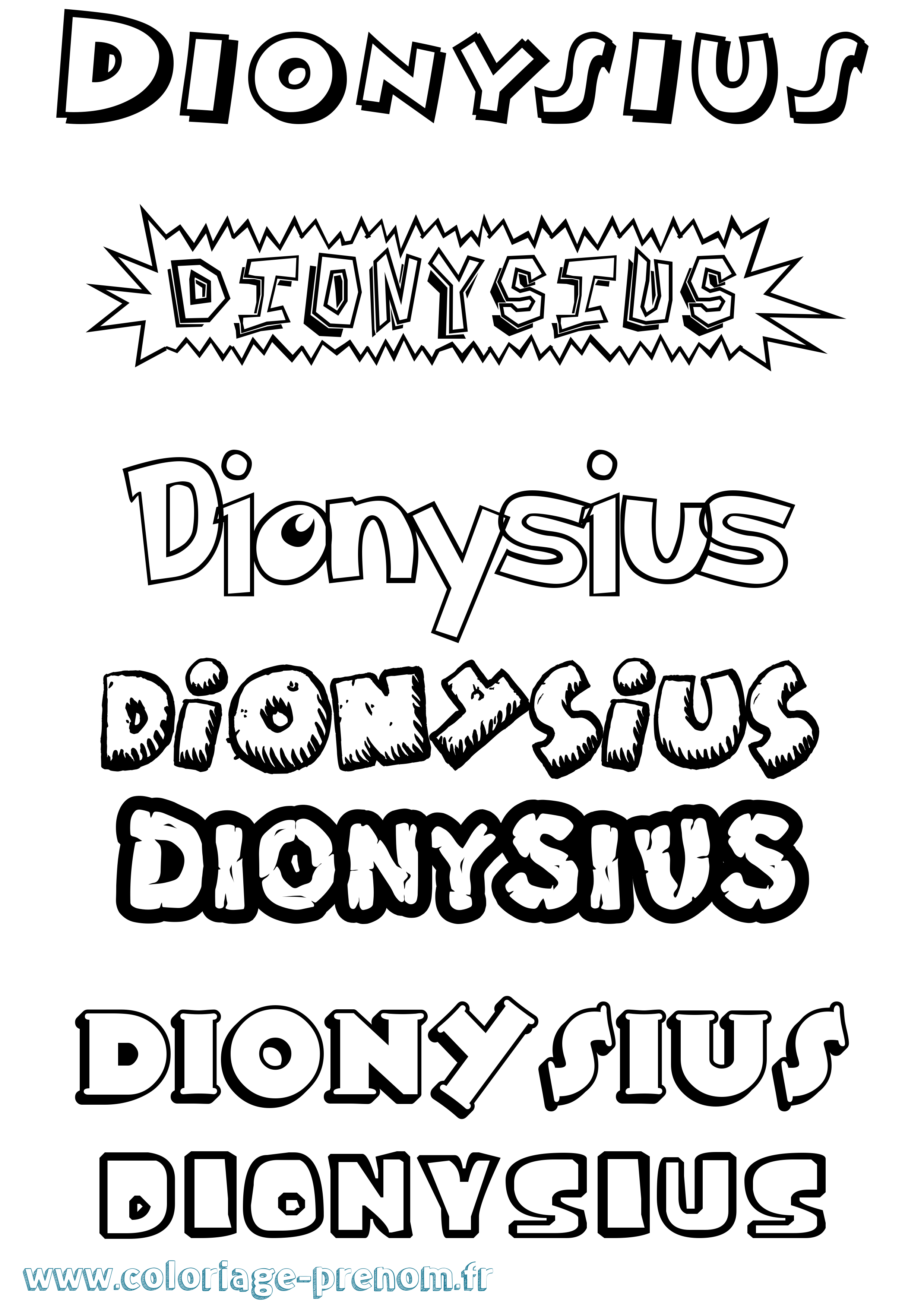 Coloriage Dionysius Dessin Animé Coloriage prénom Dionysius Dessin Animé
