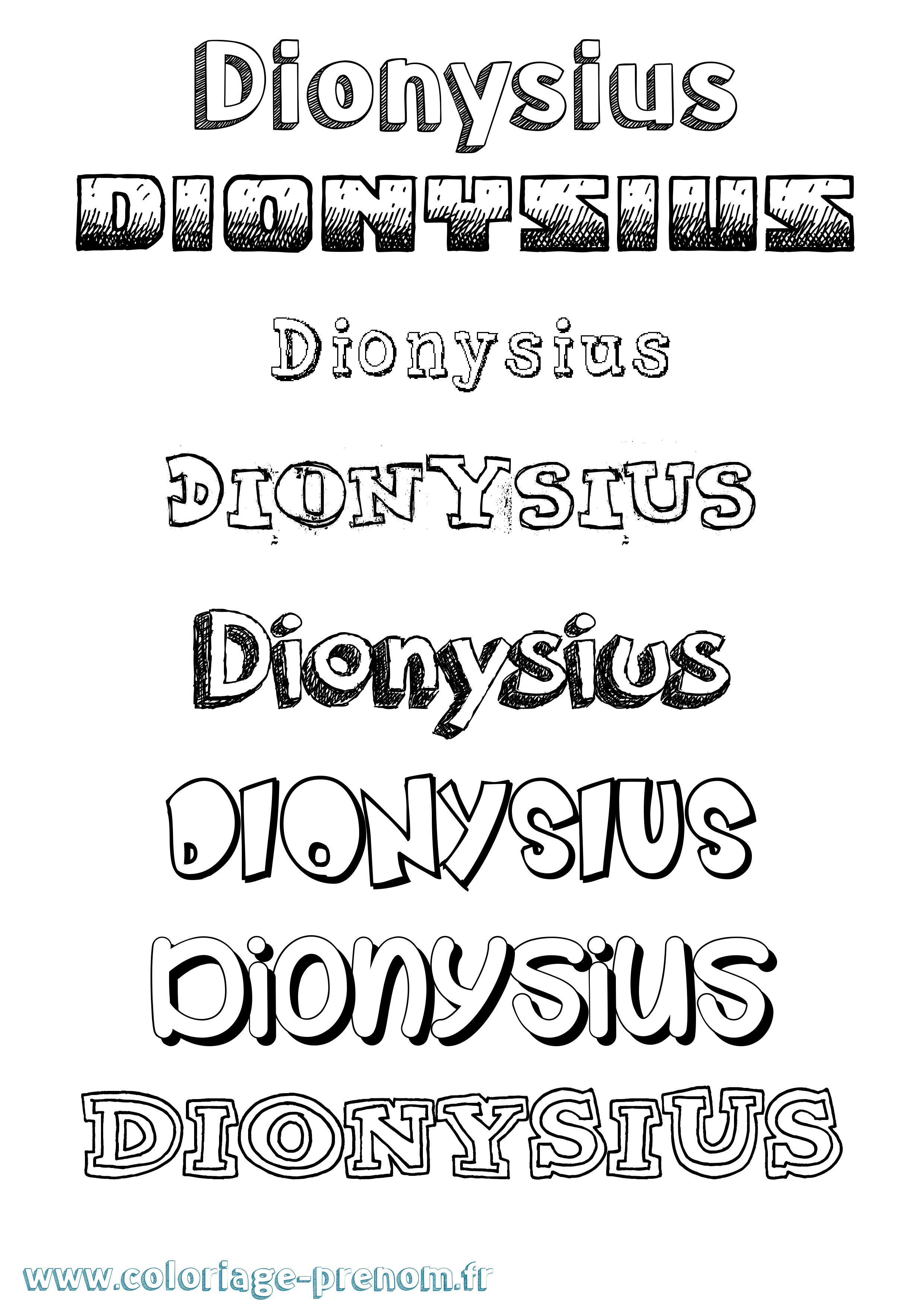 Coloriage Dionysius Dessiné Coloriage prénom Dionysius Dessiné