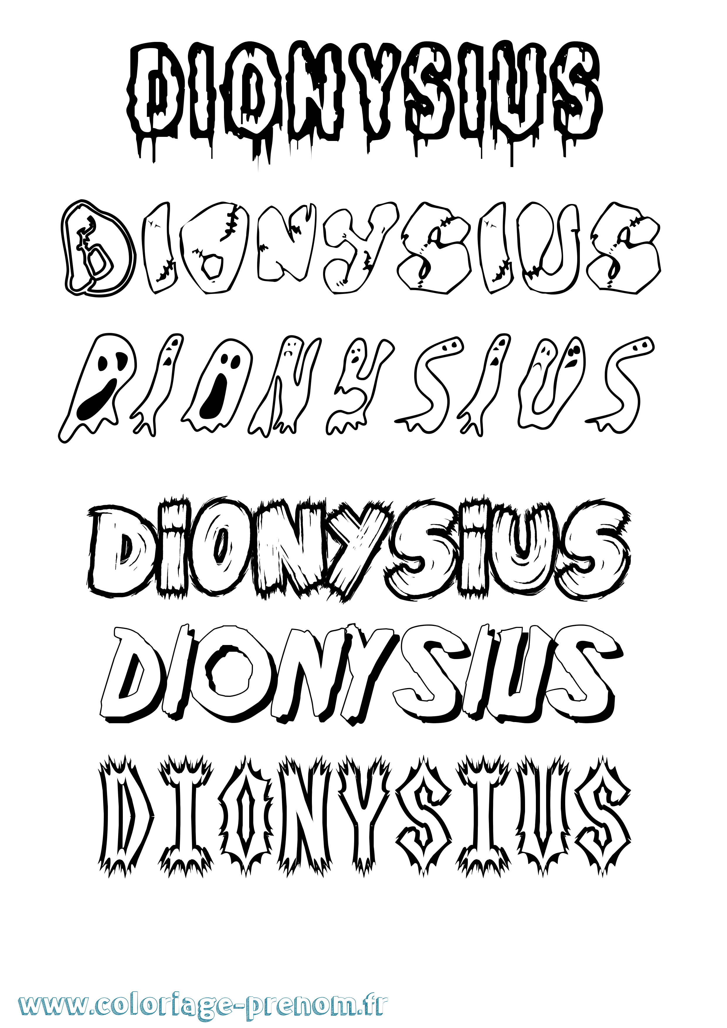 Coloriage Dionysius Frisson Coloriage prénom Dionysius Frisson