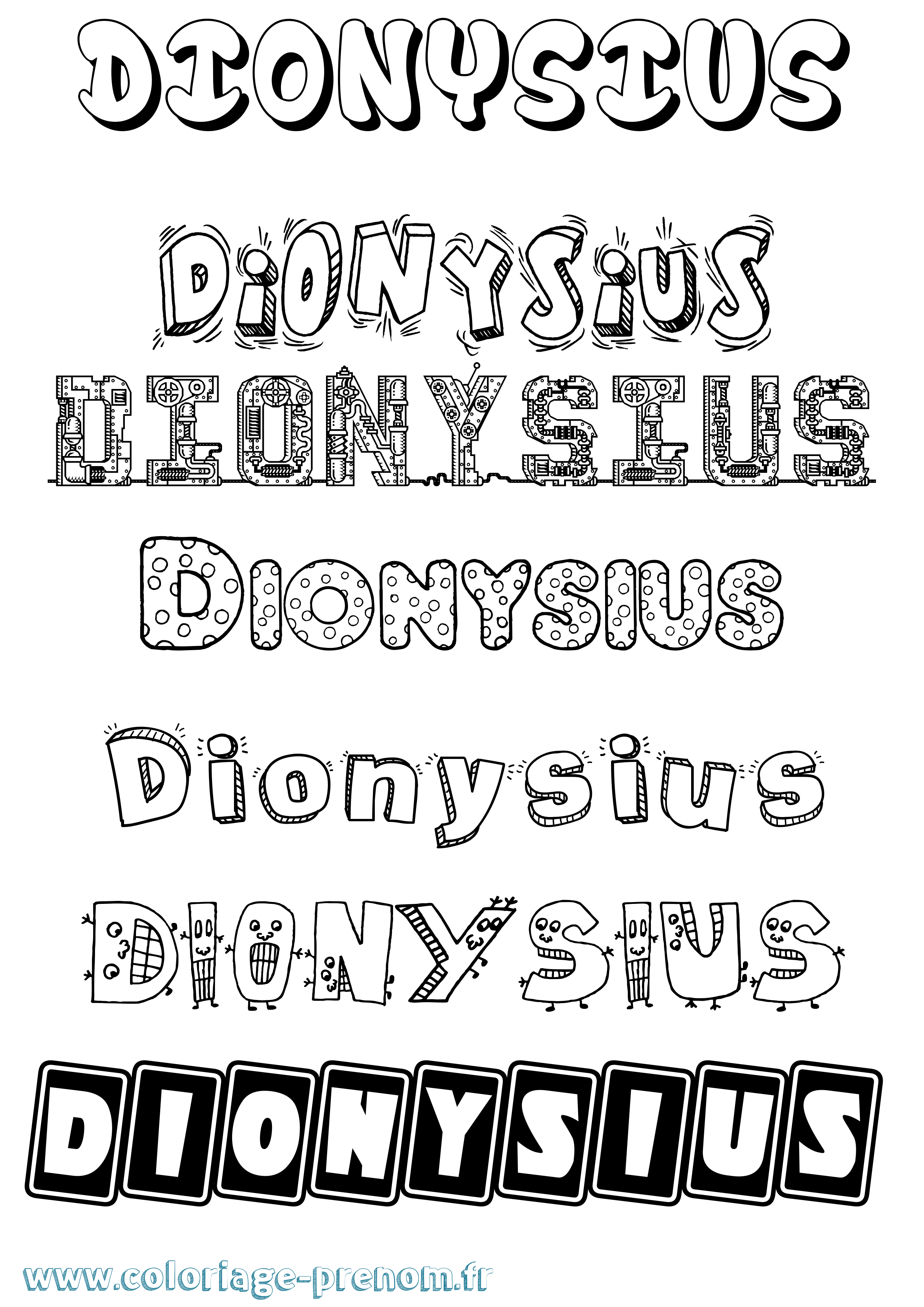 Coloriage Dionysius Fun Coloriage prénom Dionysius Fun