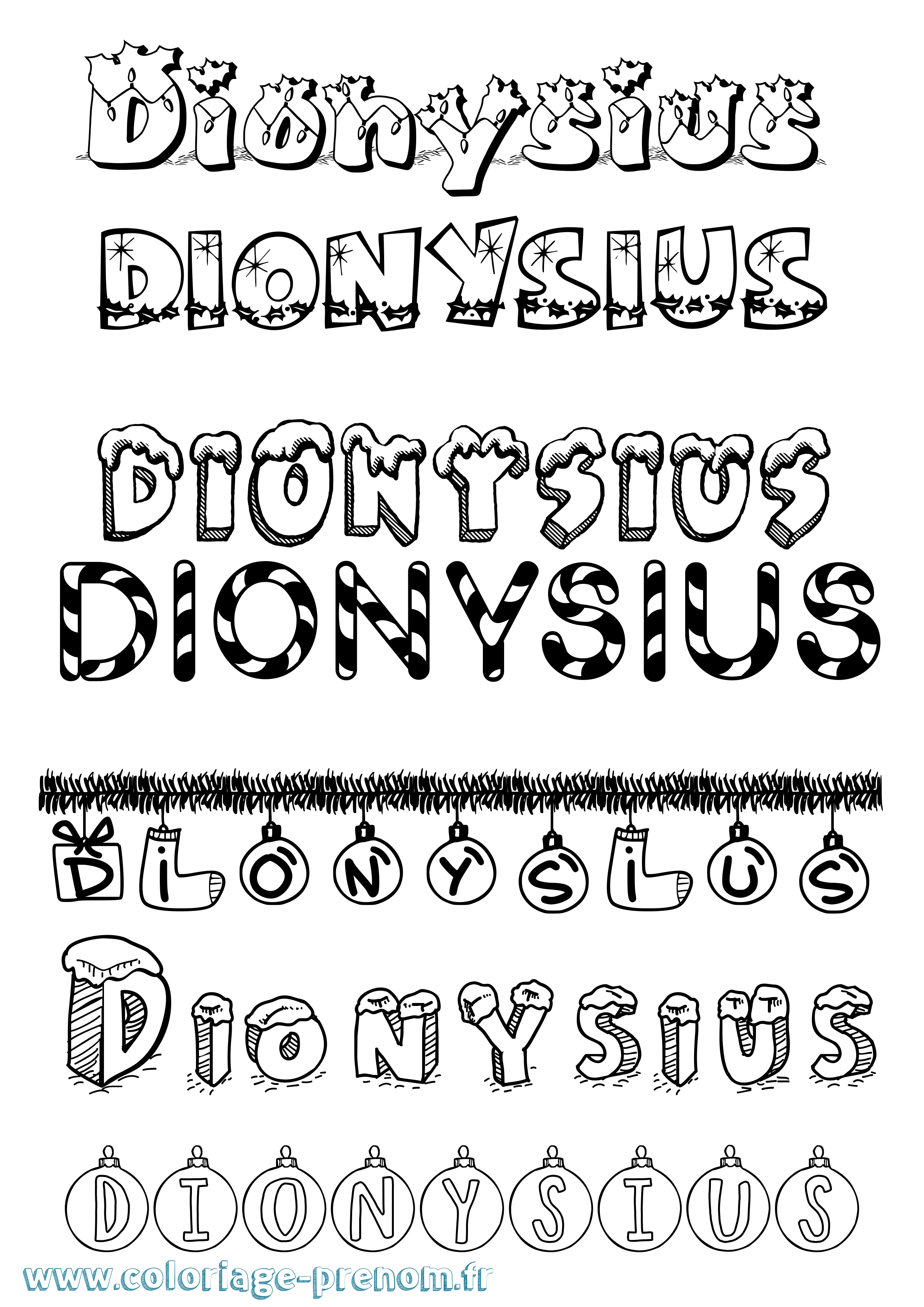 Coloriage Dionysius Noël Coloriage prénom Dionysius Noël