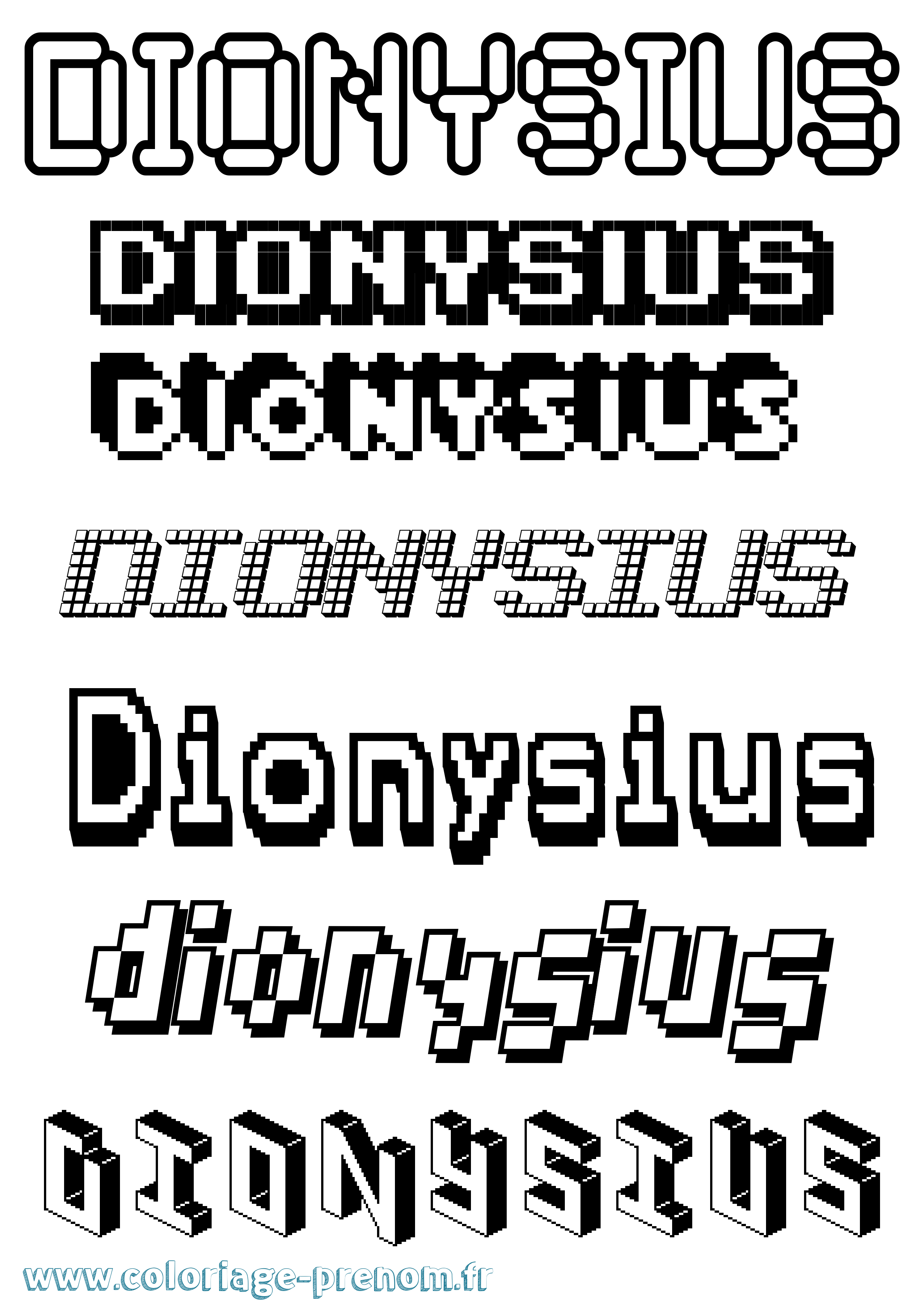 Coloriage Dionysius Pixel Coloriage prénom Dionysius Pixel