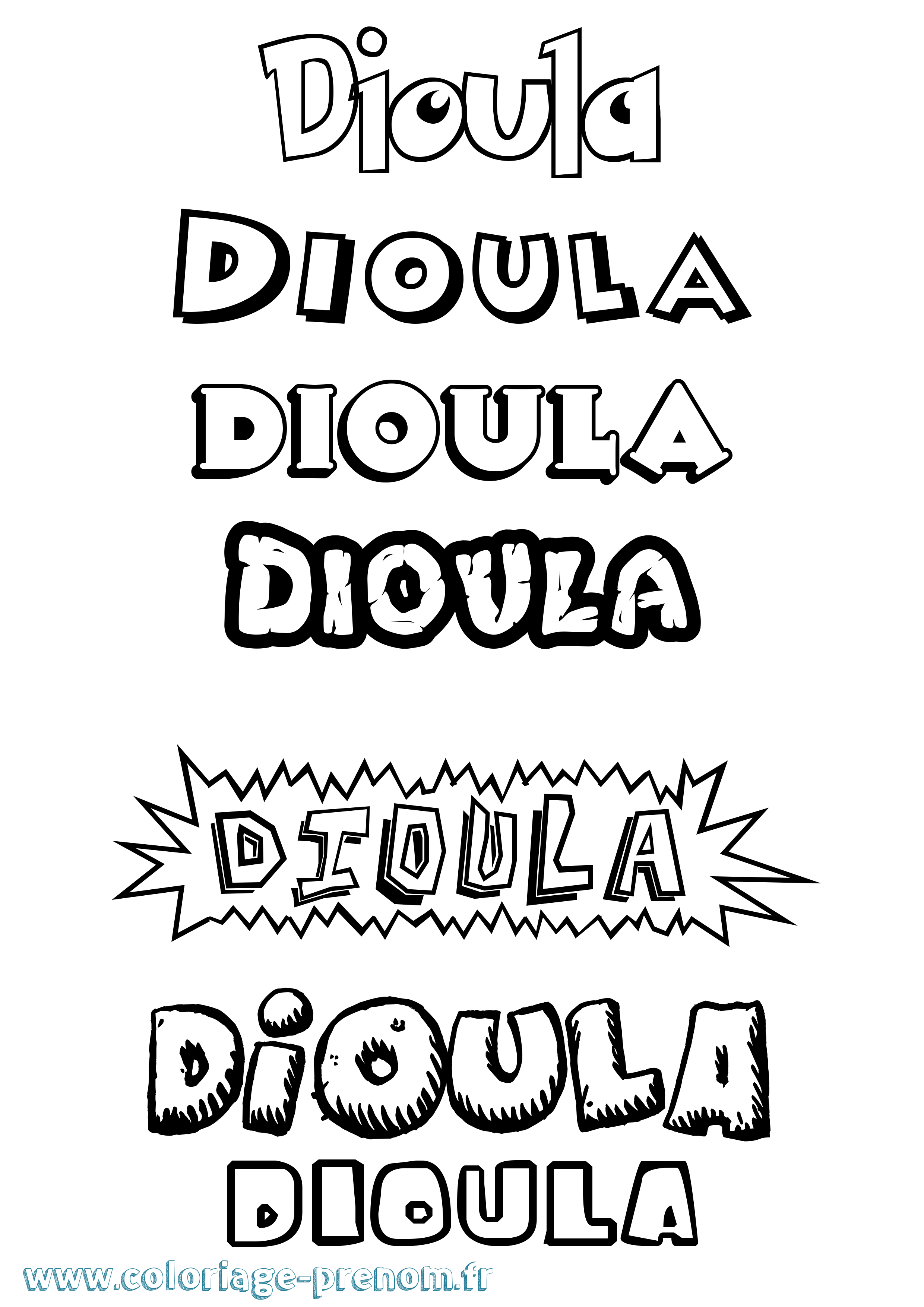 Coloriage Dioula Dessin Animé Coloriage prénom Dioula Dessin Animé
