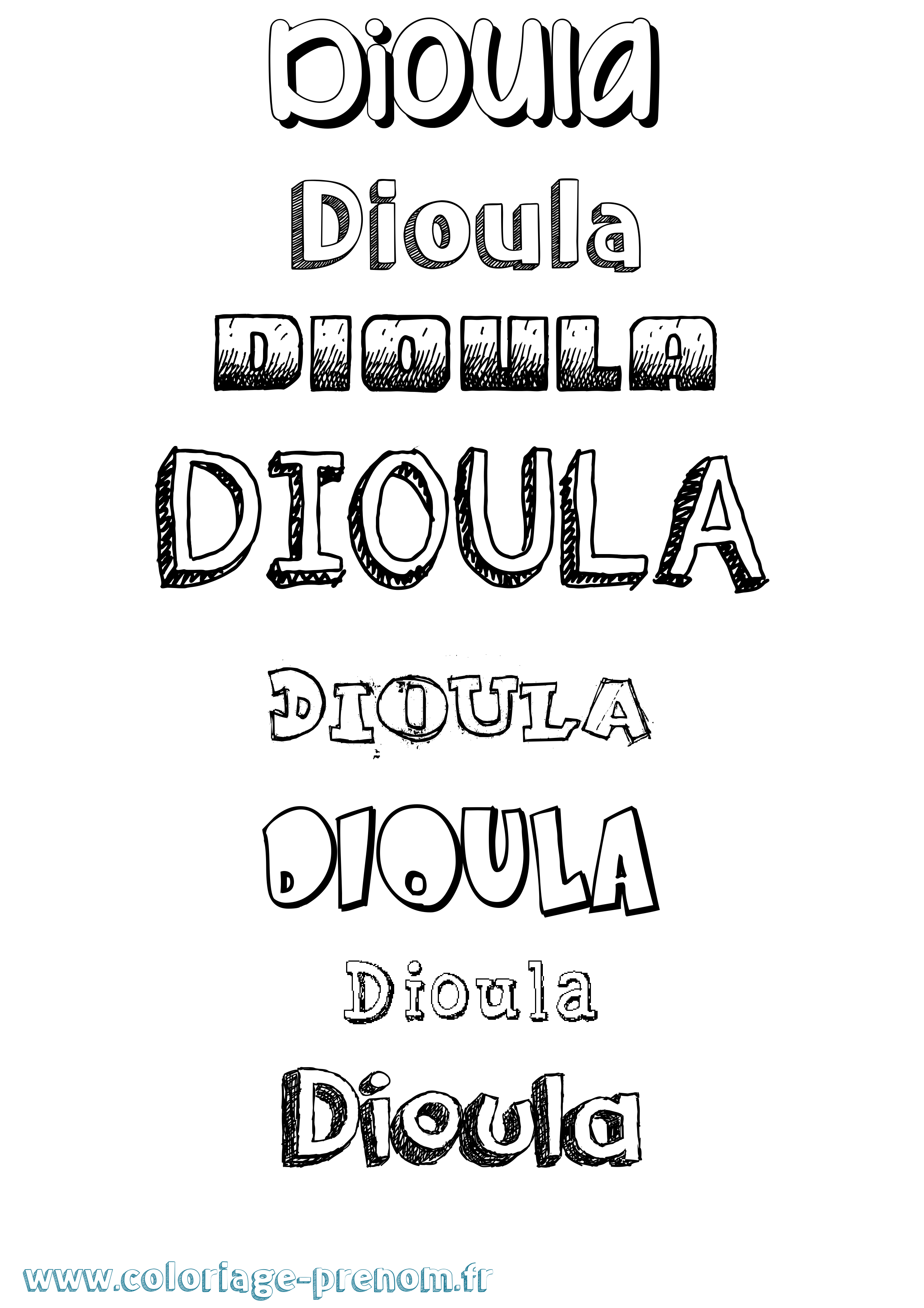 Coloriage Dioula Dessiné Coloriage prénom Dioula Dessiné