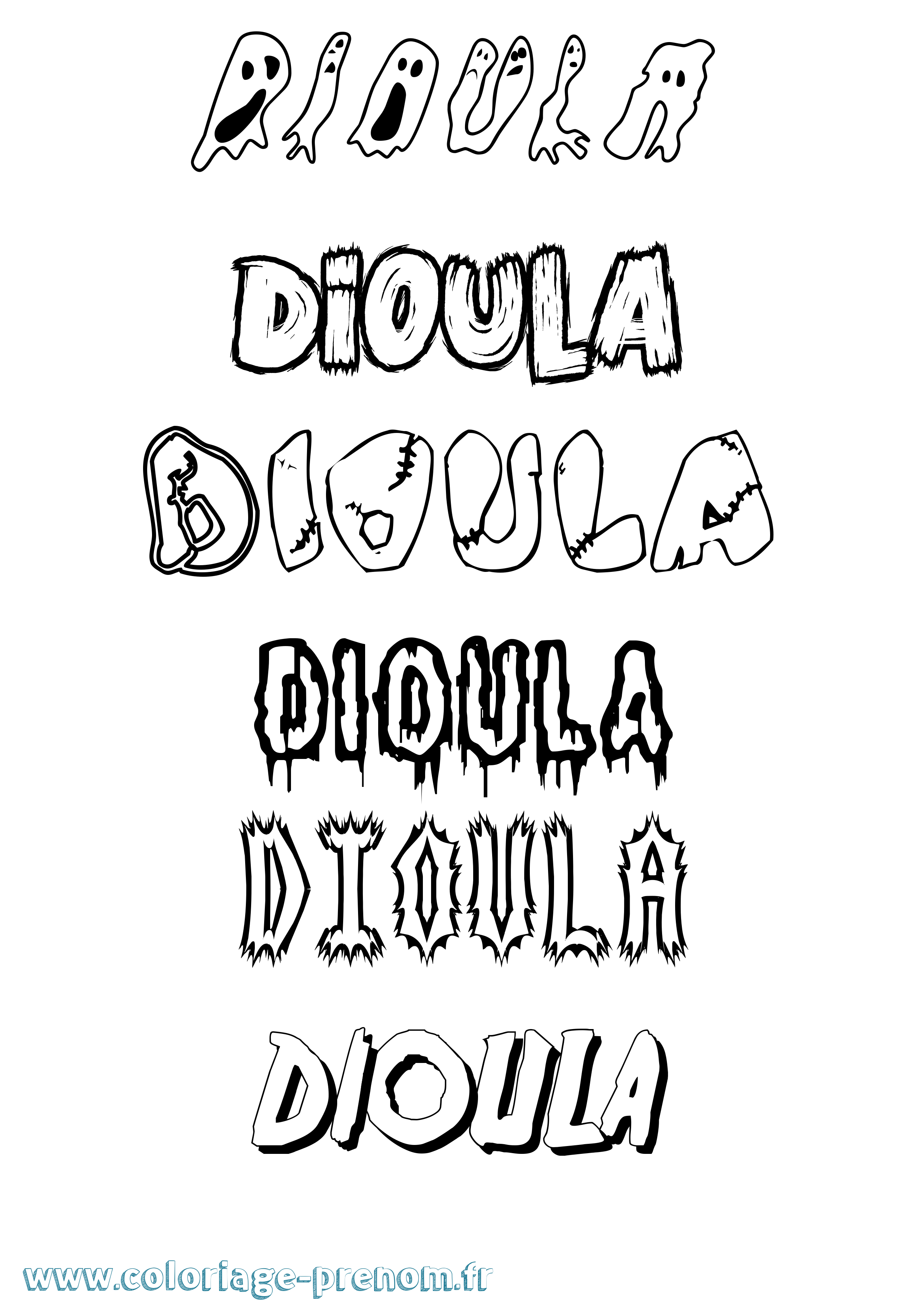Coloriage Dioula Frisson Coloriage prénom Dioula Frisson