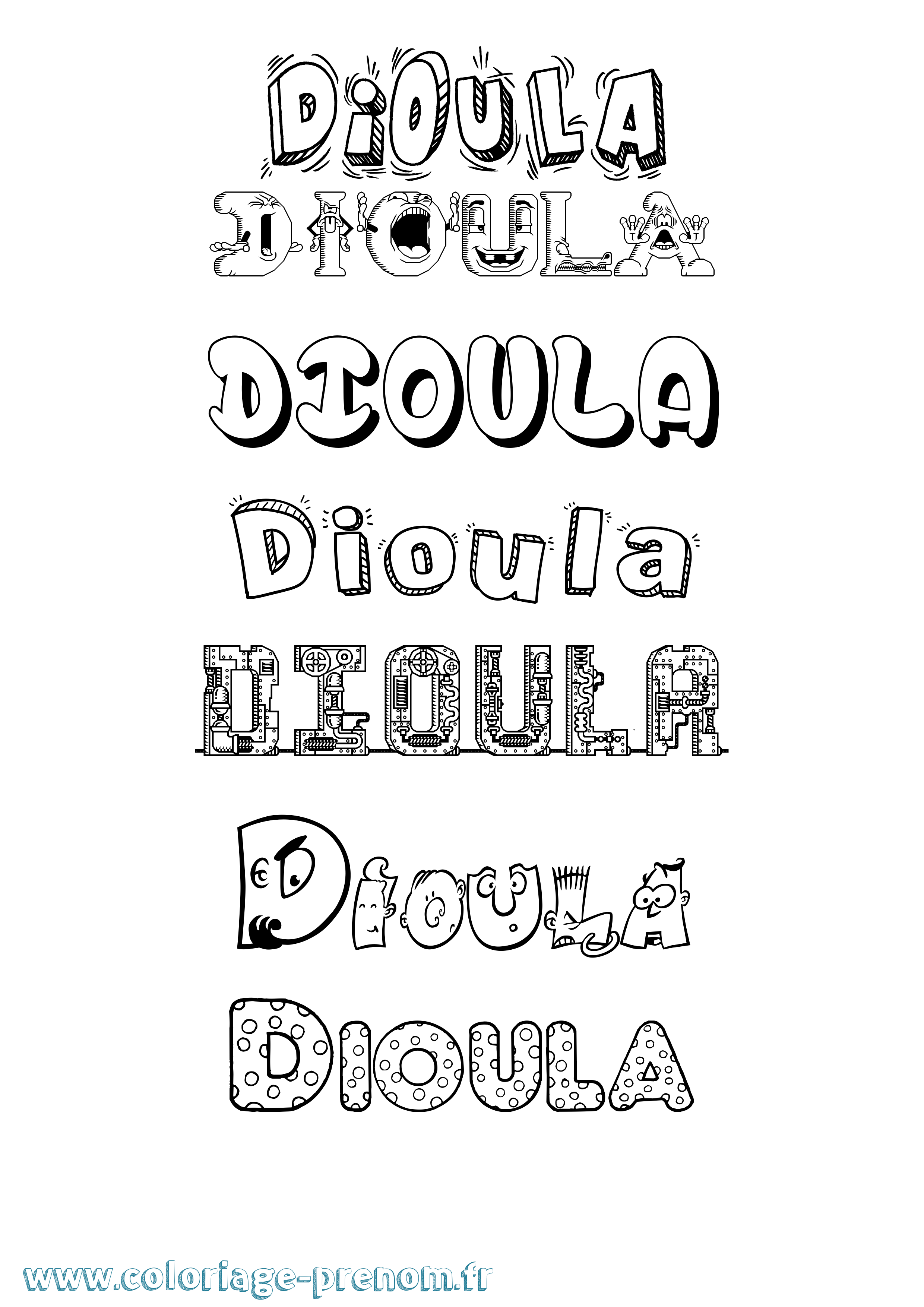Coloriage Dioula Fun Coloriage prénom Dioula Fun