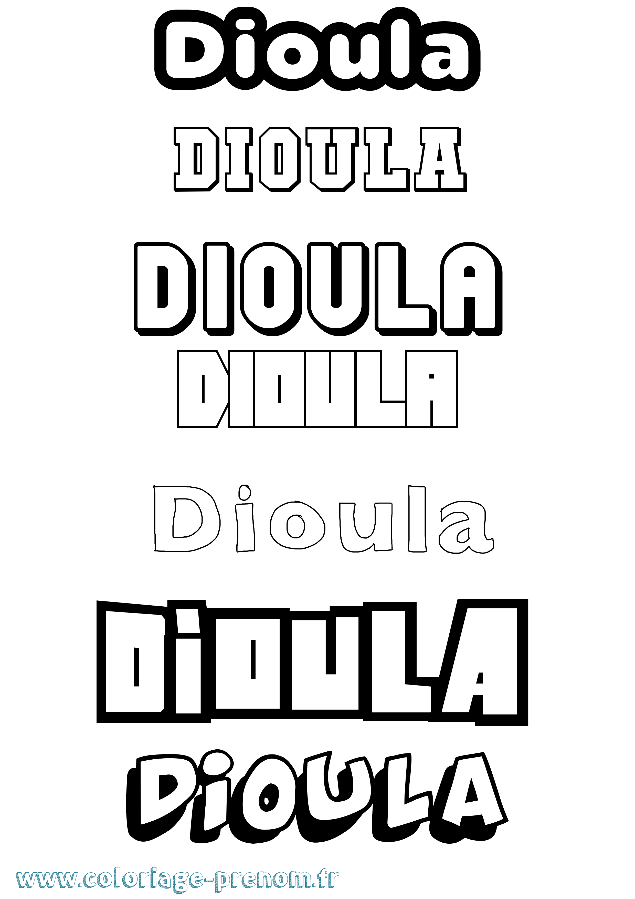 Coloriage Dioula Simple Coloriage prénom Dioula Simple