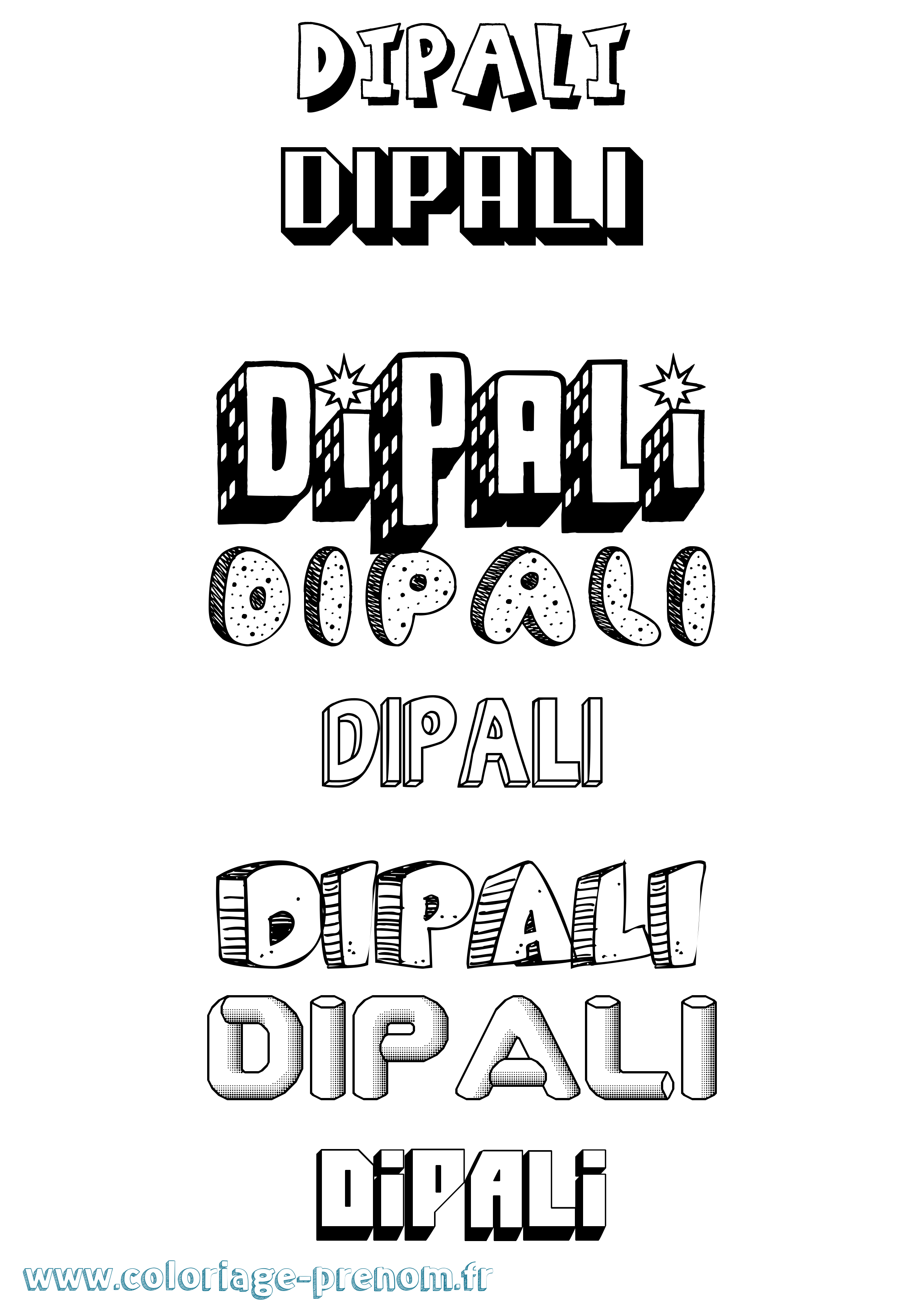 Coloriage Dipali Effet 3D Coloriage prénom Dipali Effet 3D