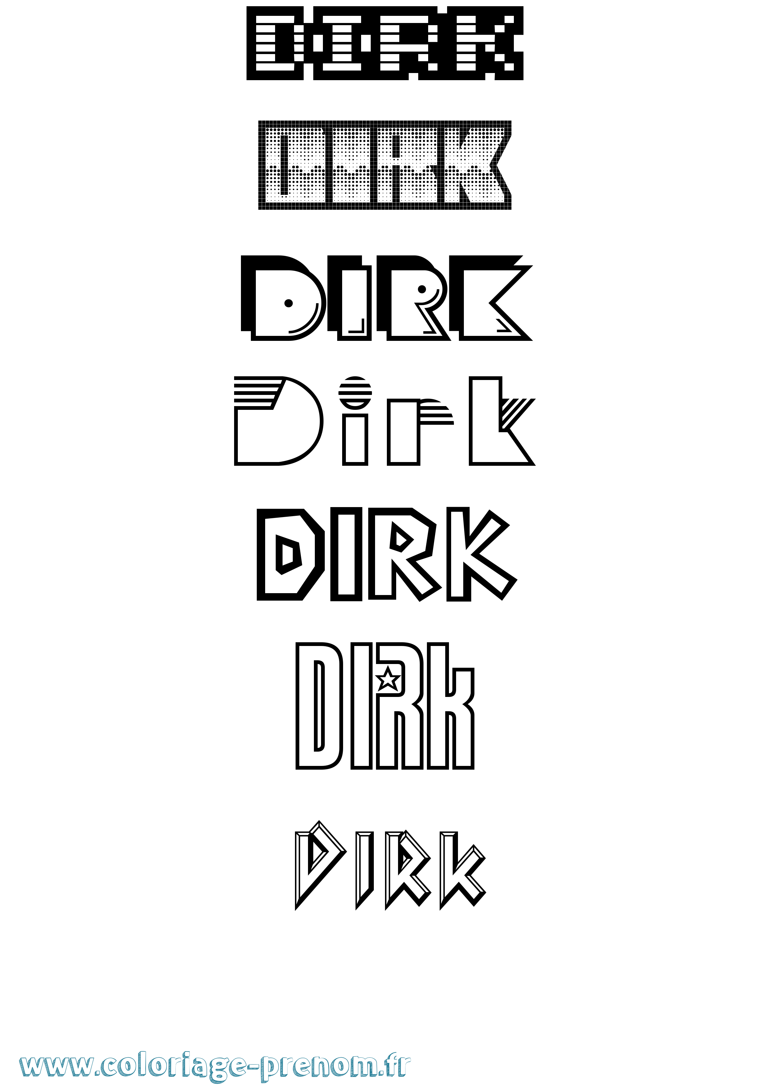Coloriage Dirk Jeux Vidéos Coloriage prénom Dirk Jeux Vidéos