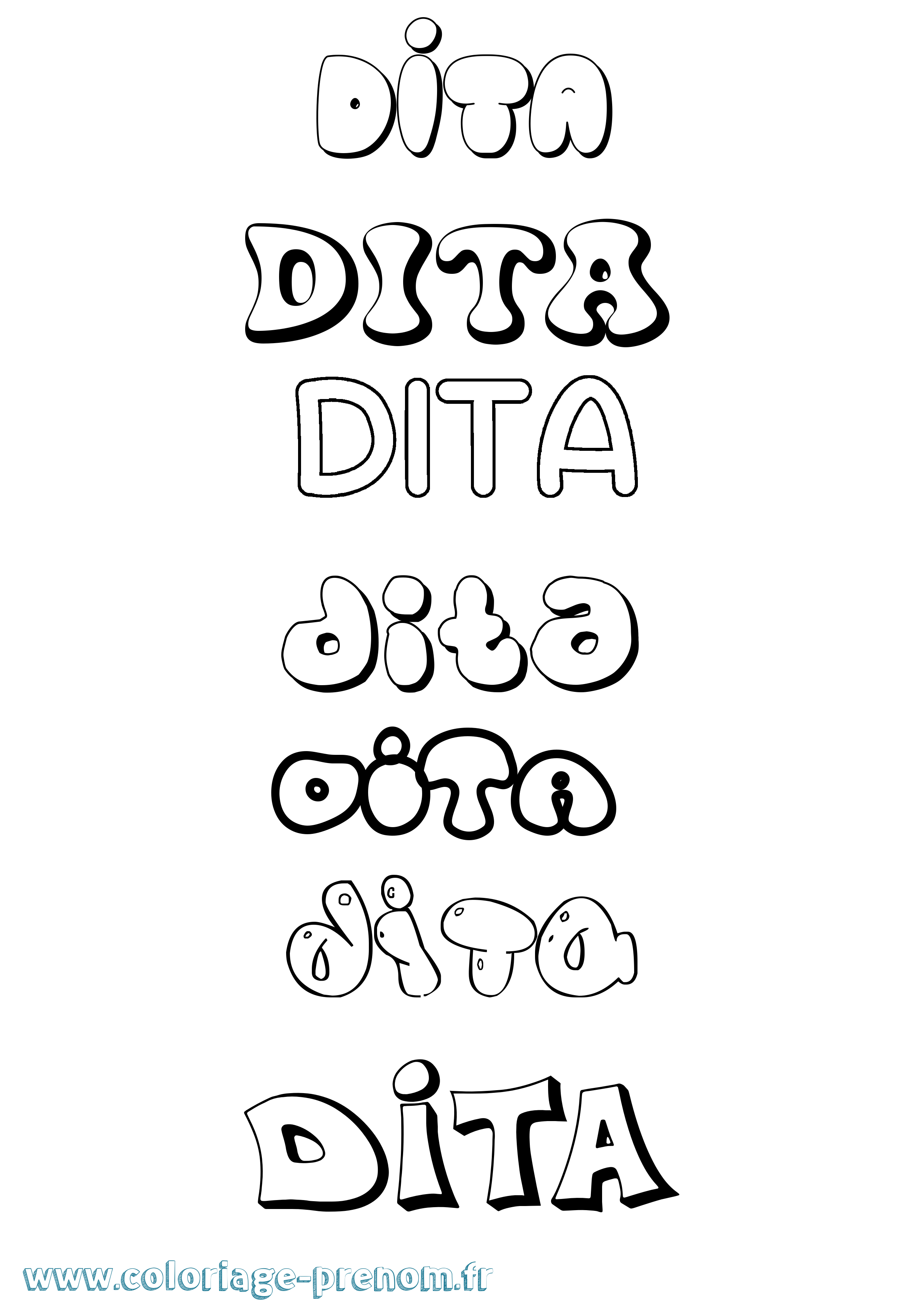Coloriage Dita Bubble Coloriage prénom Dita Bubble