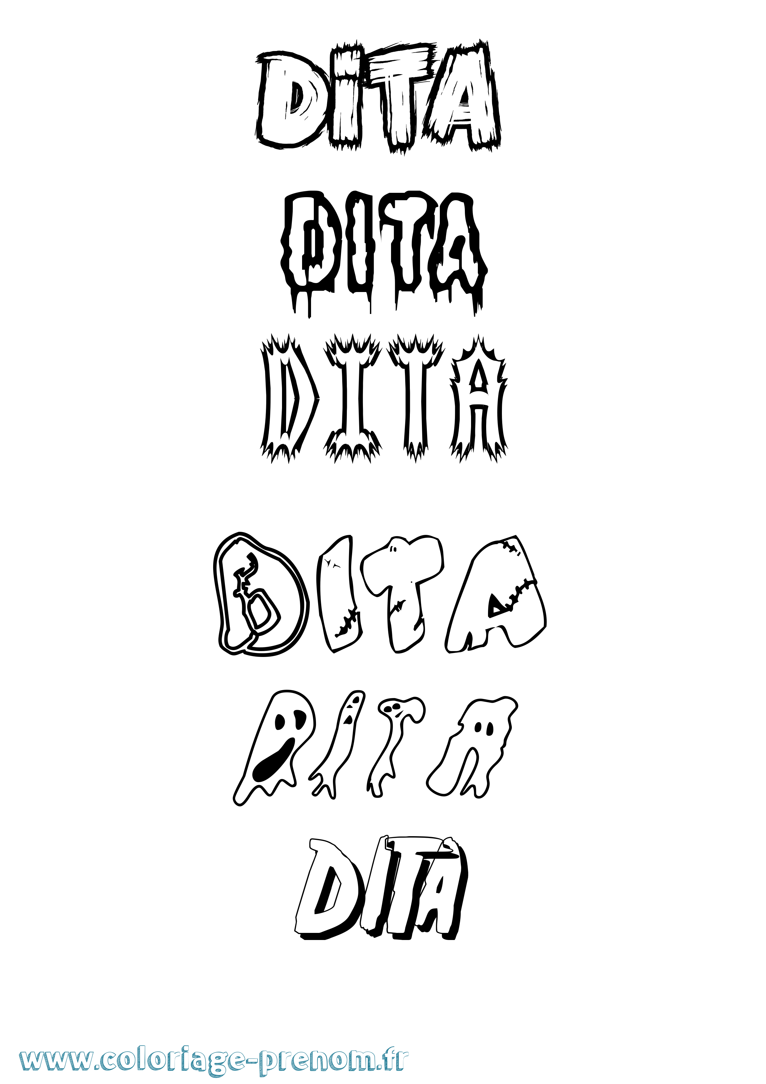 Coloriage Dita Frisson Coloriage prénom Dita Frisson