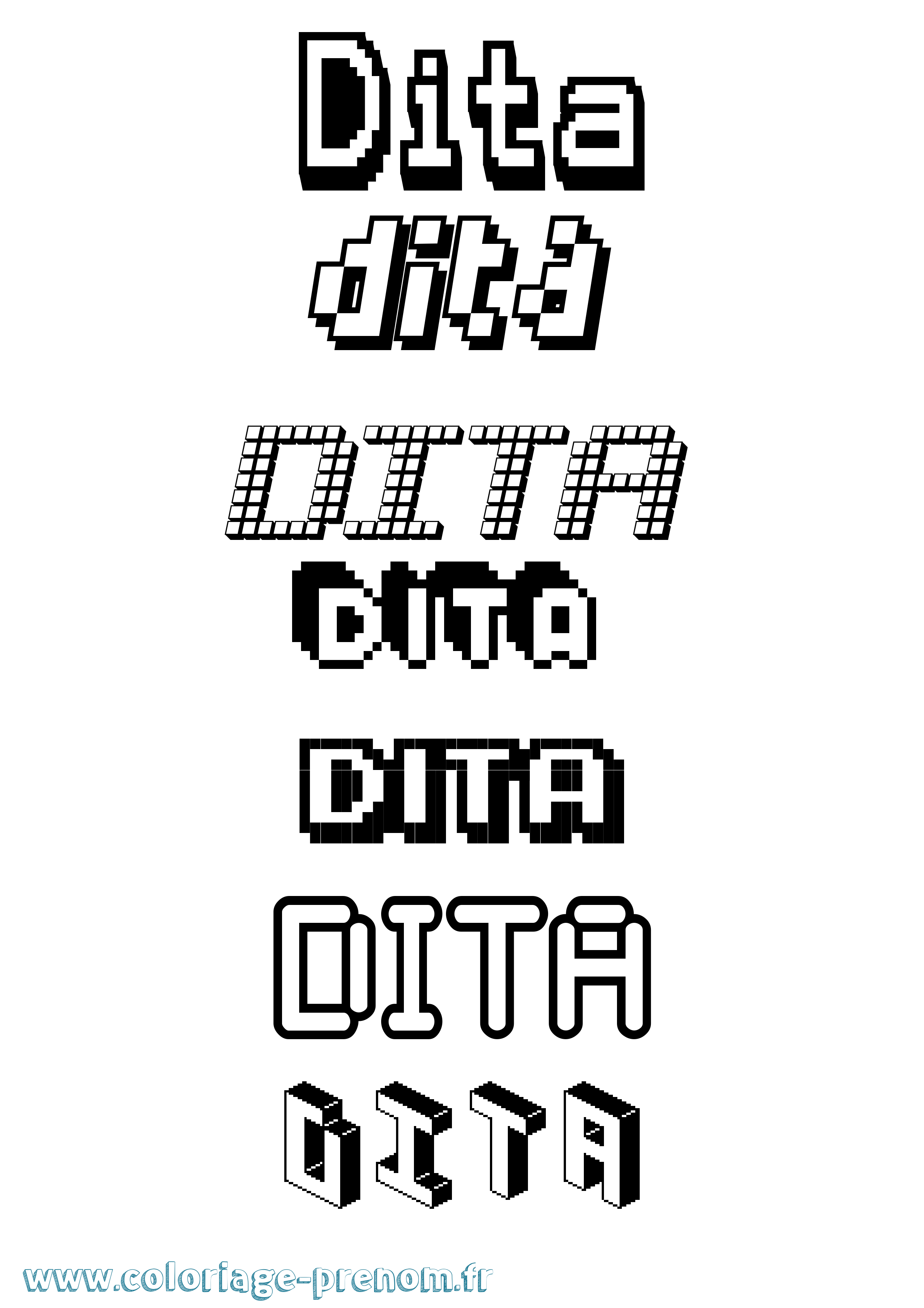 Coloriage Dita Pixel Coloriage prénom Dita Pixel