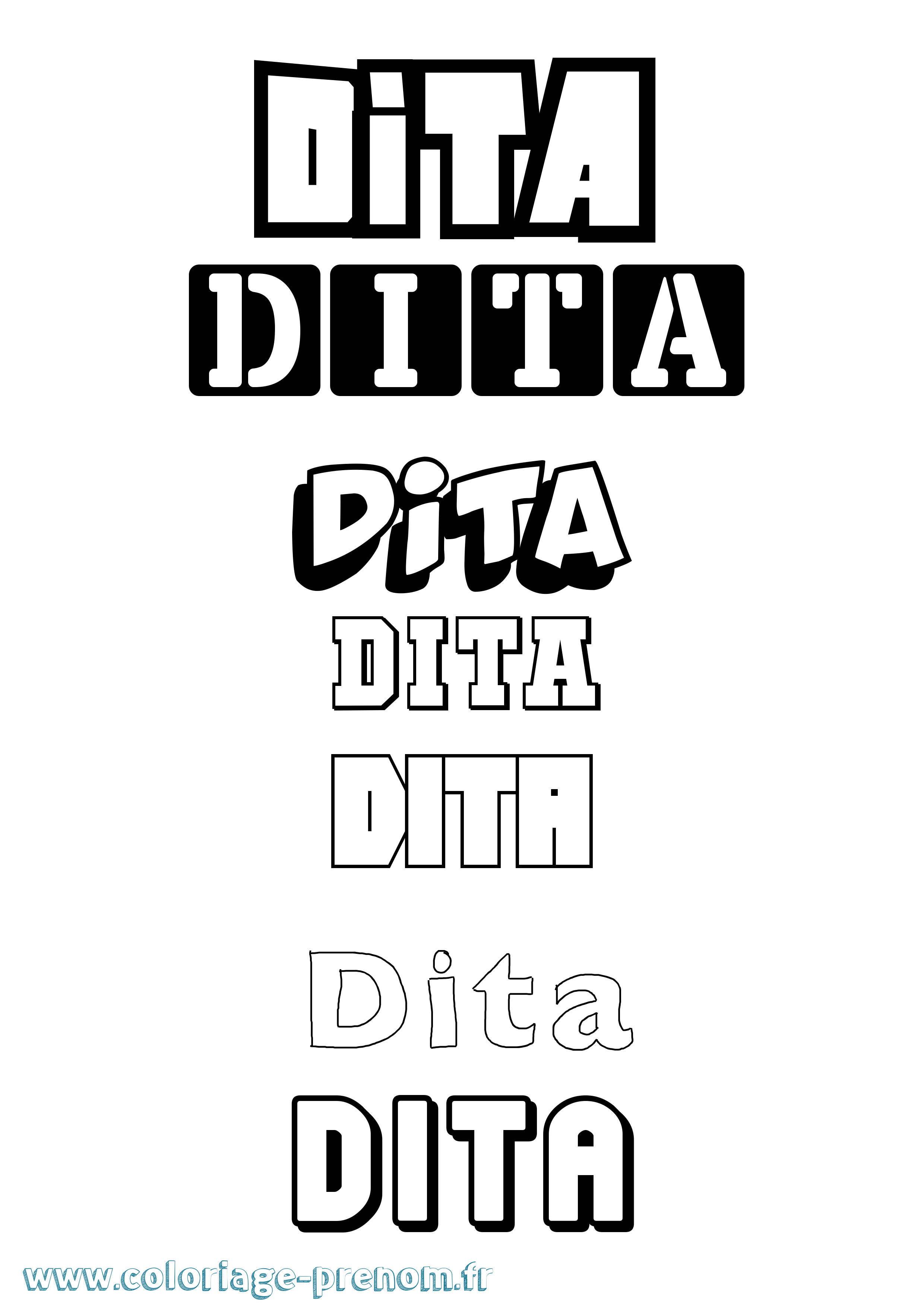 Coloriage Dita Simple Coloriage prénom Dita Simple