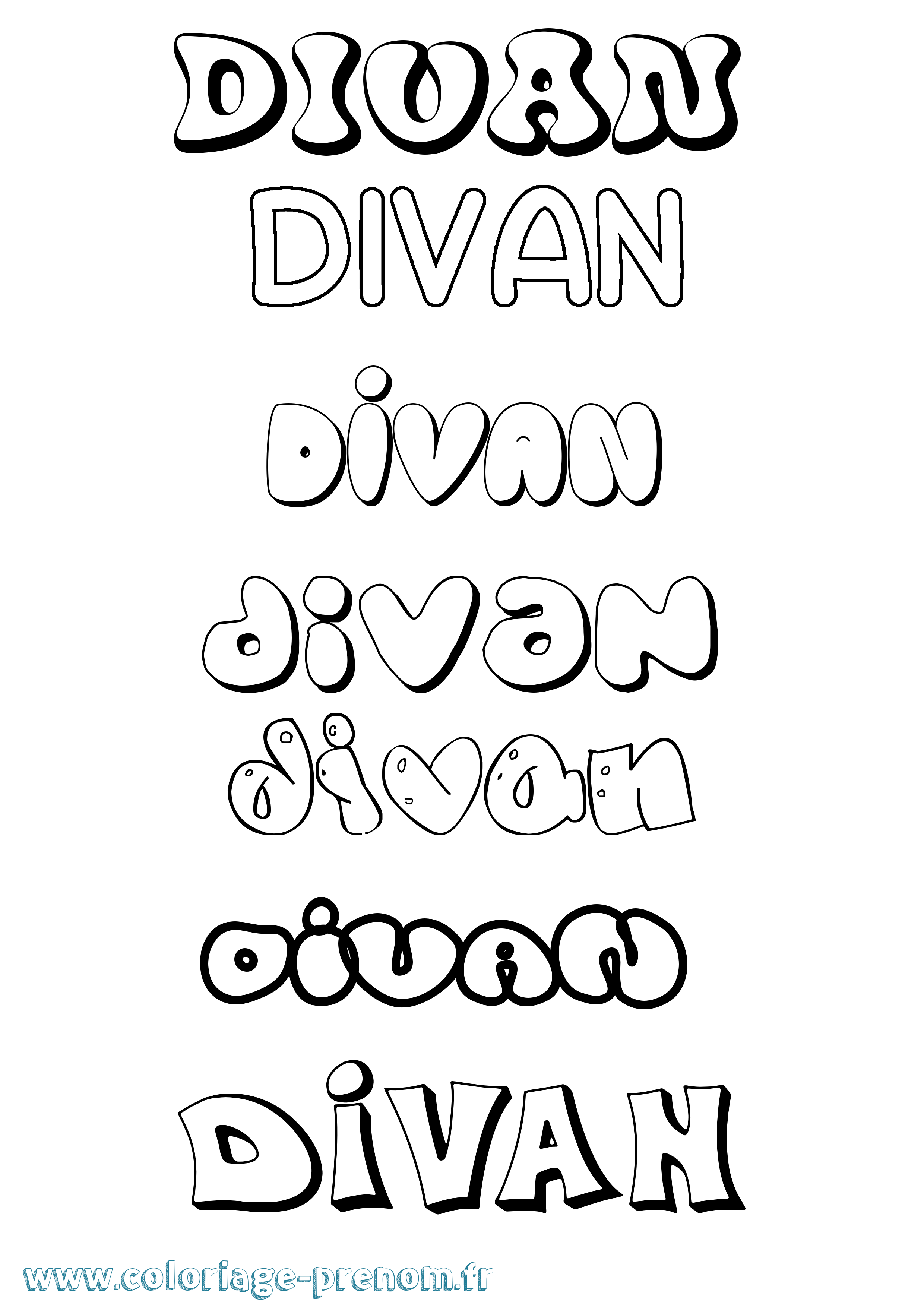 Coloriage Divan Bubble Coloriage prénom Divan Bubble