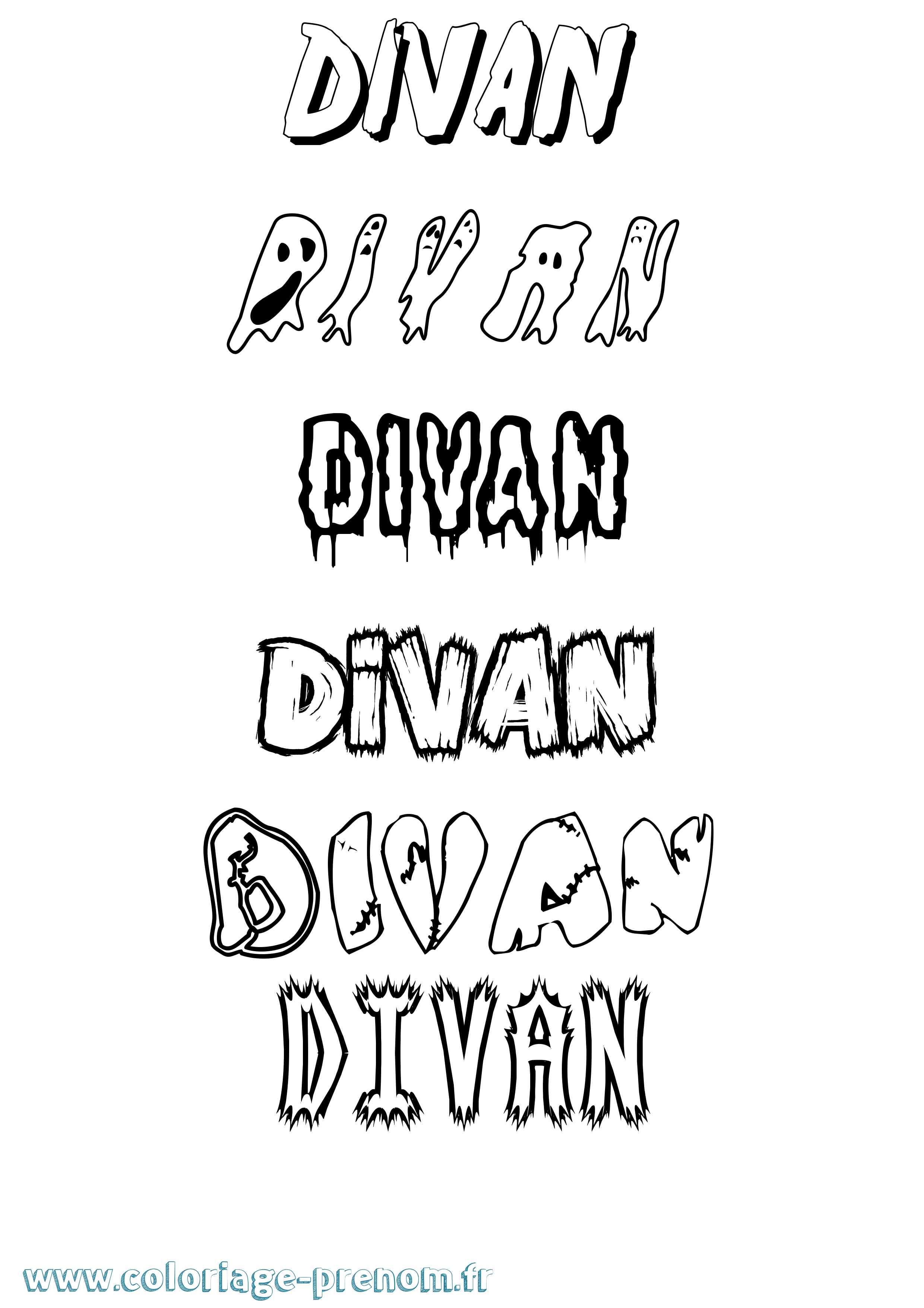 Coloriage Divan Frisson Coloriage prénom Divan Frisson